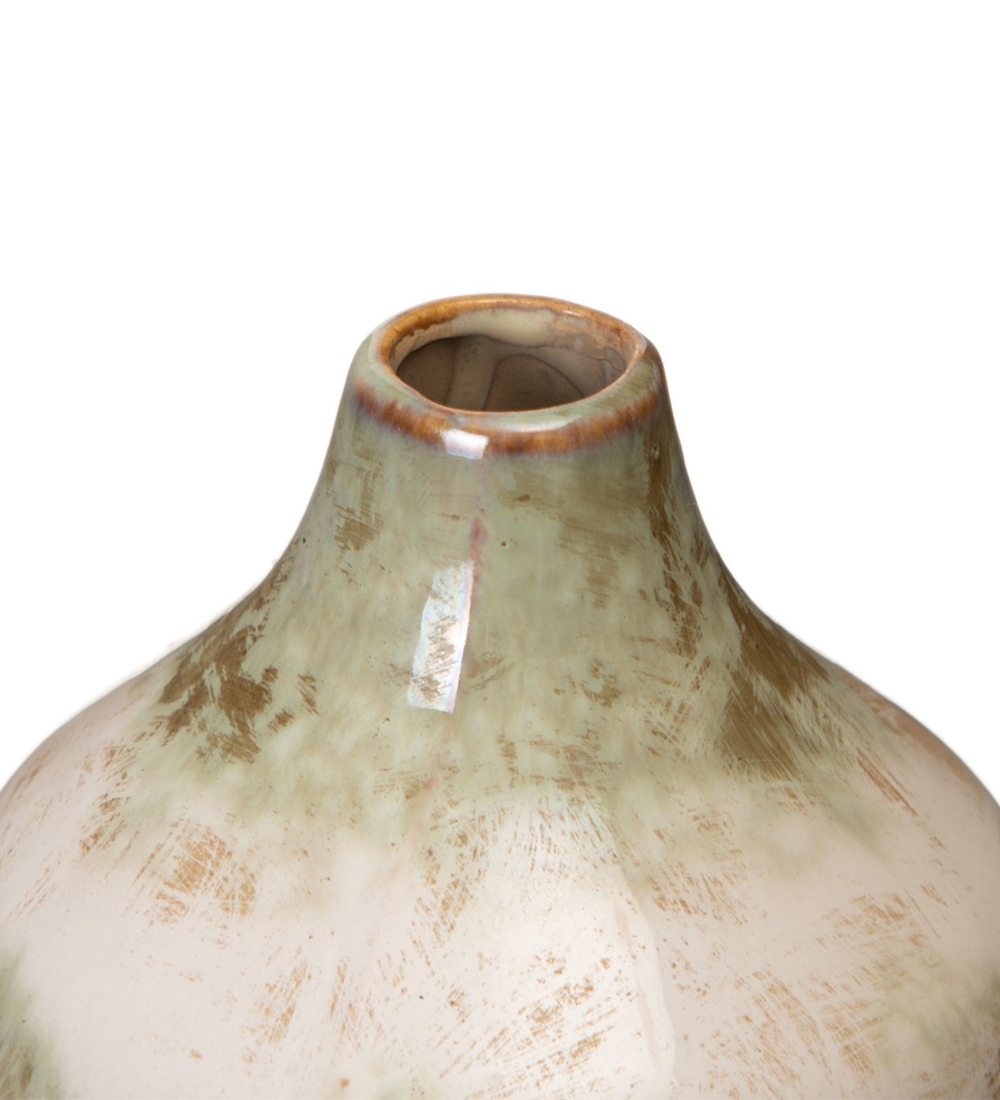 Ceramic vase with aged white finish
