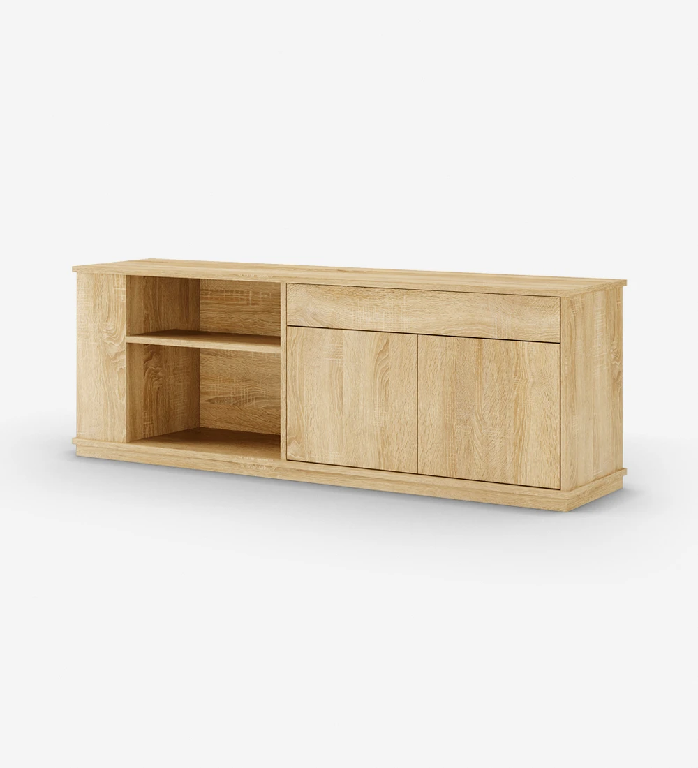 Side unit in natural oak, with 2 doors and 1 drawer, with shelves.
