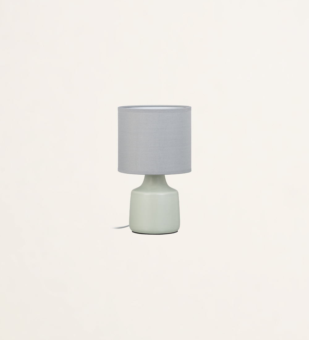 Light green ceramic table lamp with shade