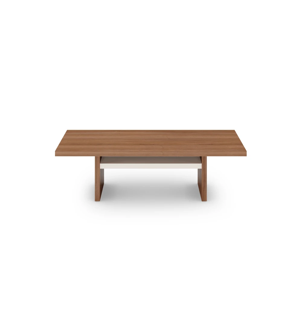 Dallas rectangular center table in walnut, pearl shelf, 110 x 55 cm.