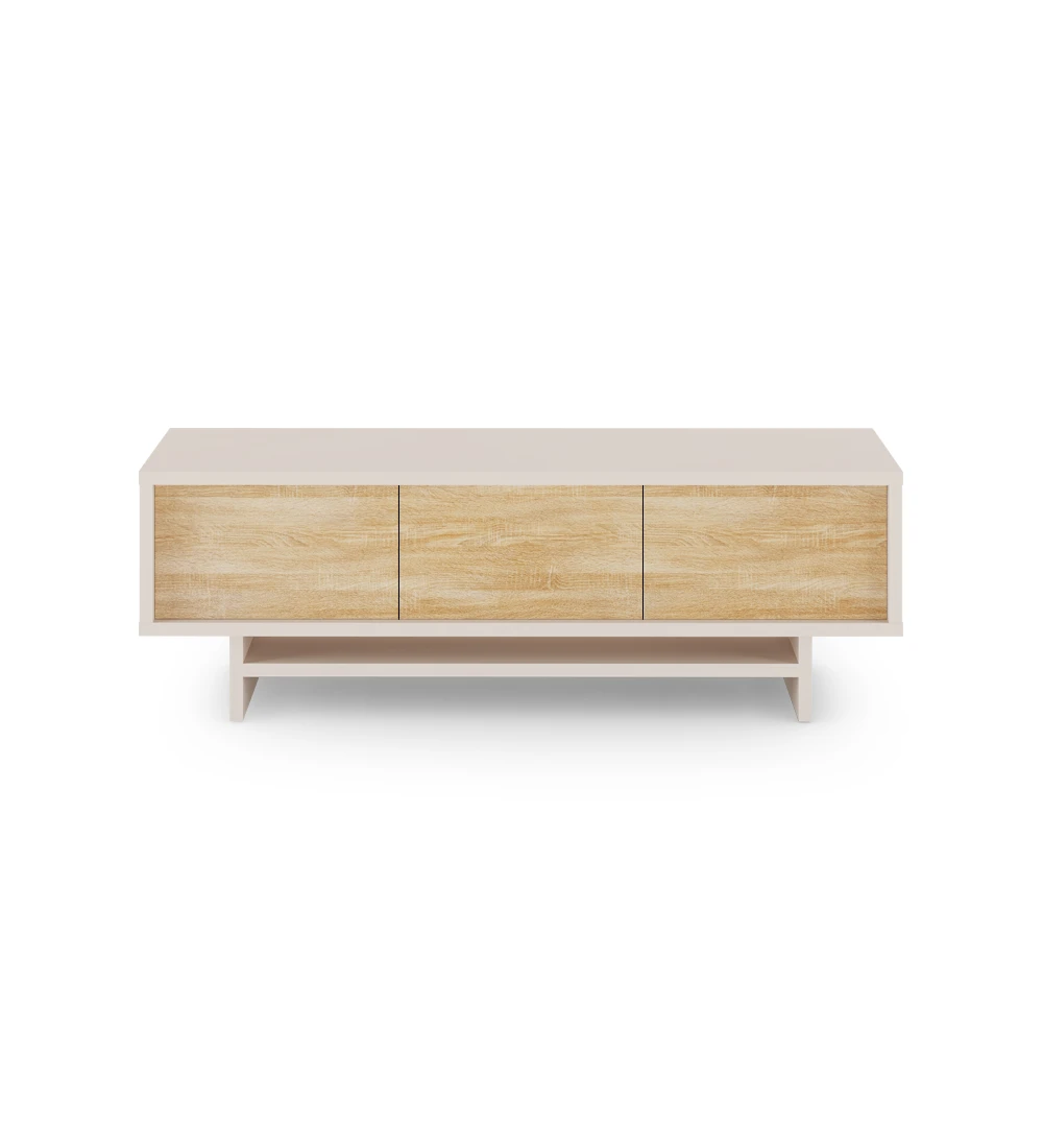 Dallas TV stand 3 doors in natural oak, pearl structure, 172 x 57 cm.