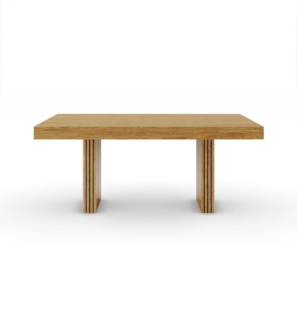 Cannes rectangular dining table 180 x 100 cm, in natural oak, slatted feet.