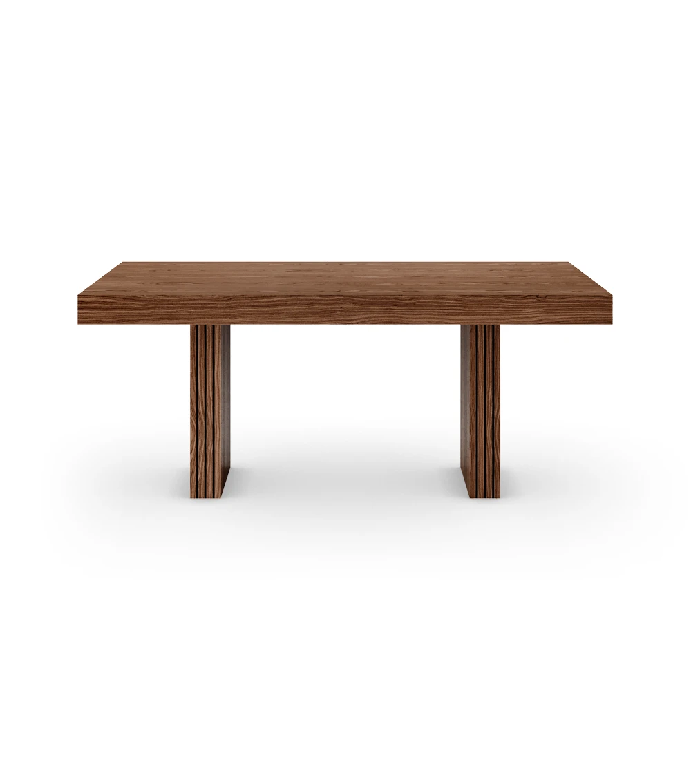 Cannes rectangular dining table 180 x 100 cm, in walnut, slatted feet.