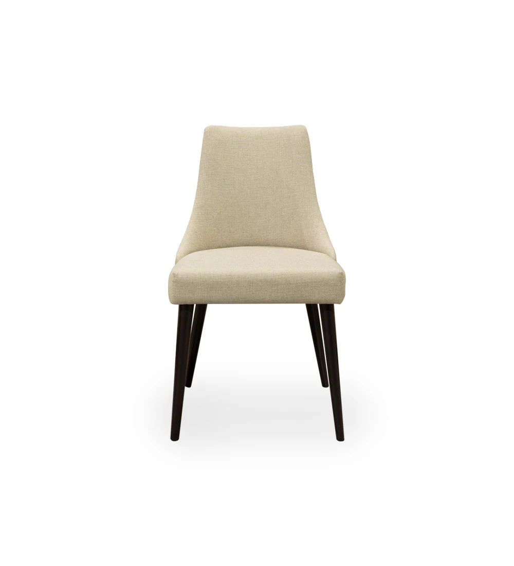 Oslo chair upholstered in beige fabric, black lacquered feet.