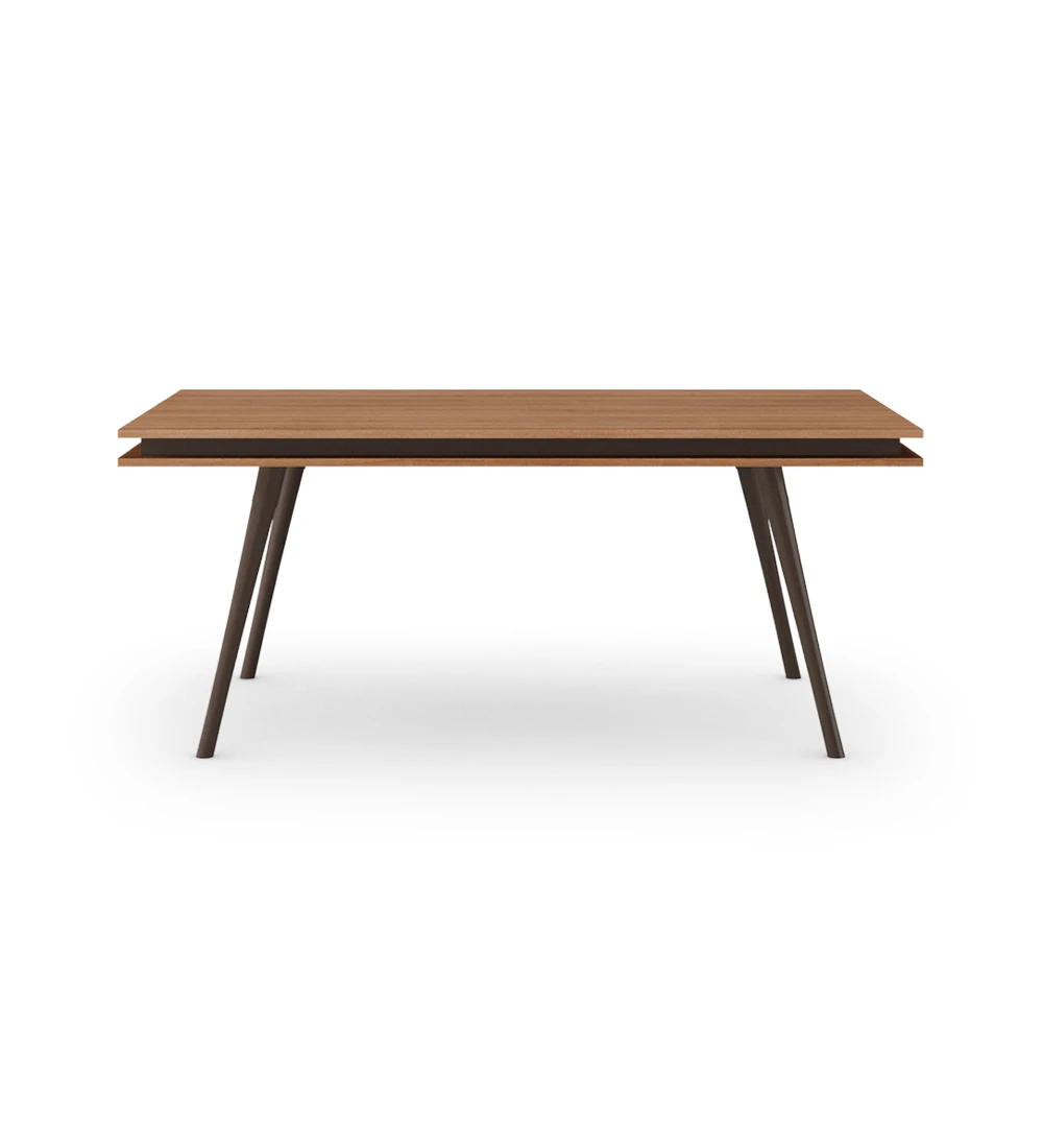Oslo rectangular dining table 180 x 100 cm, walnut top and dark brown lacquered feet.