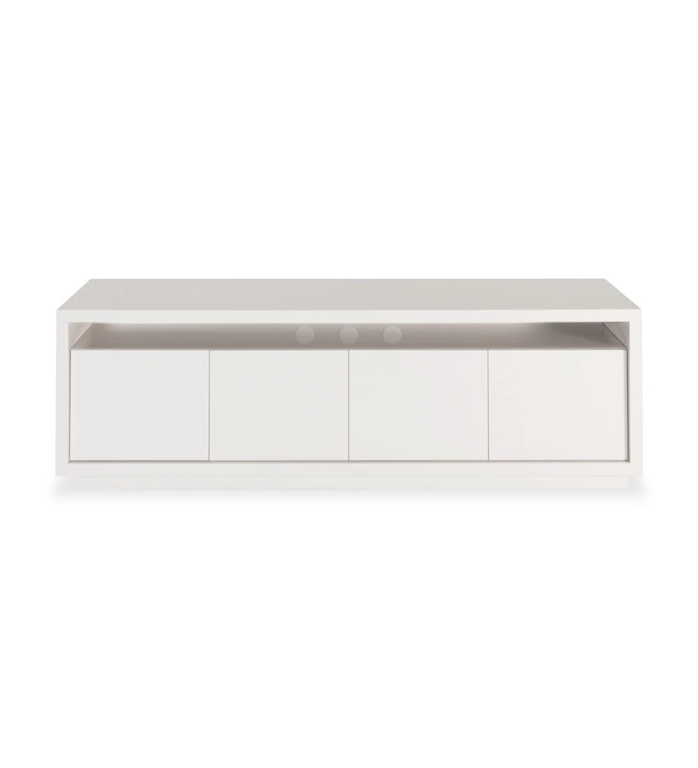 Londres TV stand 4 doors, pearl lacquered, 195 x 61,5 cm.