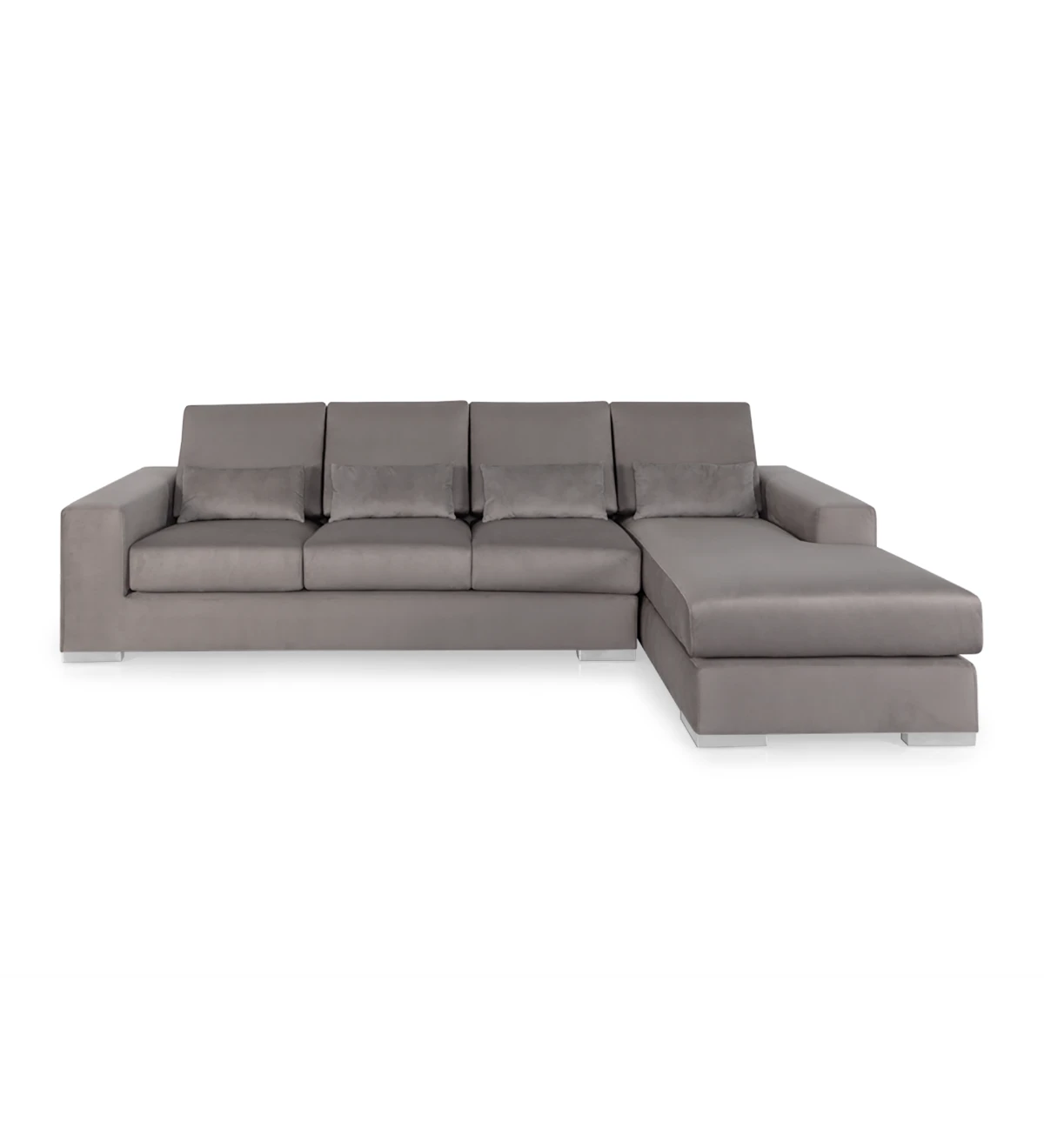 Geneve 3-seater sofa and right chaise longue, upholstered in taupe fabric, 284 cm.