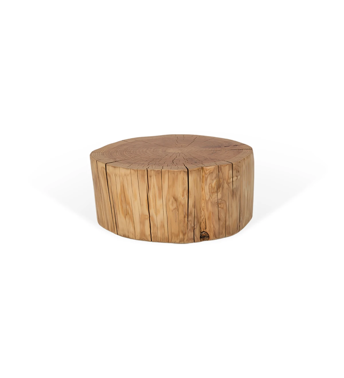 Medium trunk center table in natural cryptomeria wood, Ø 60 to 75 cm.