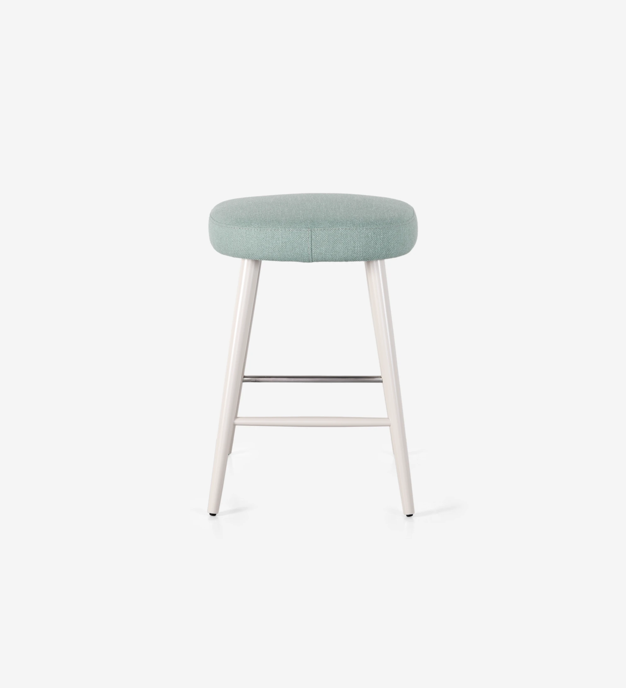 Stool with fabric upholstered, with pearl lacquered feet.