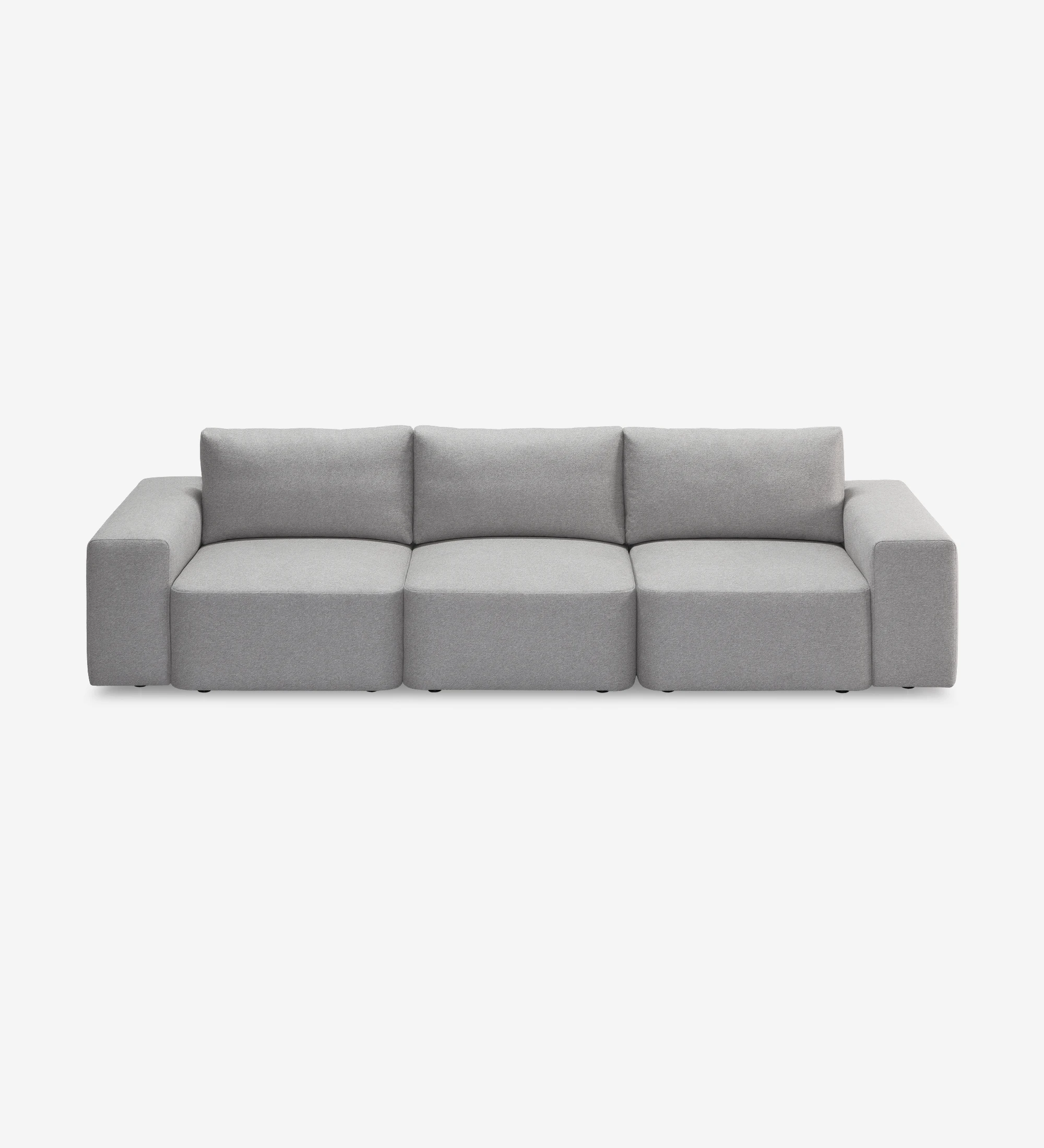 Paris 3-seater sofa upholstered in gray fabric, 296 cm.