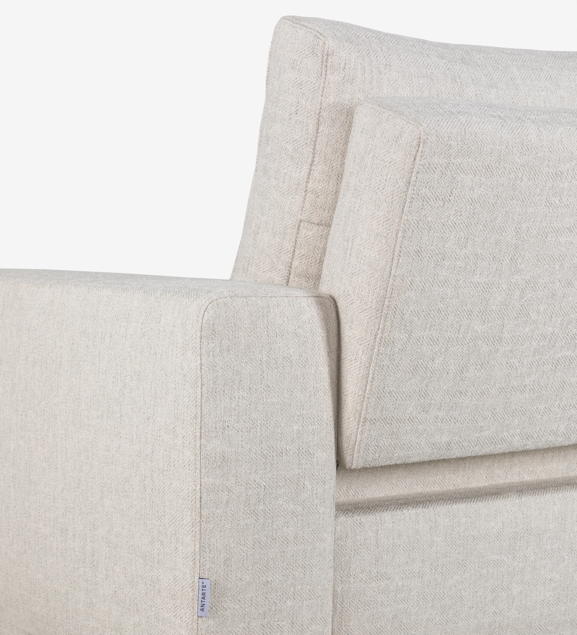 Canapé-lit Haiti 2 places recouvert en tissu beige, coussins de dossier amovibles, 180 cm.