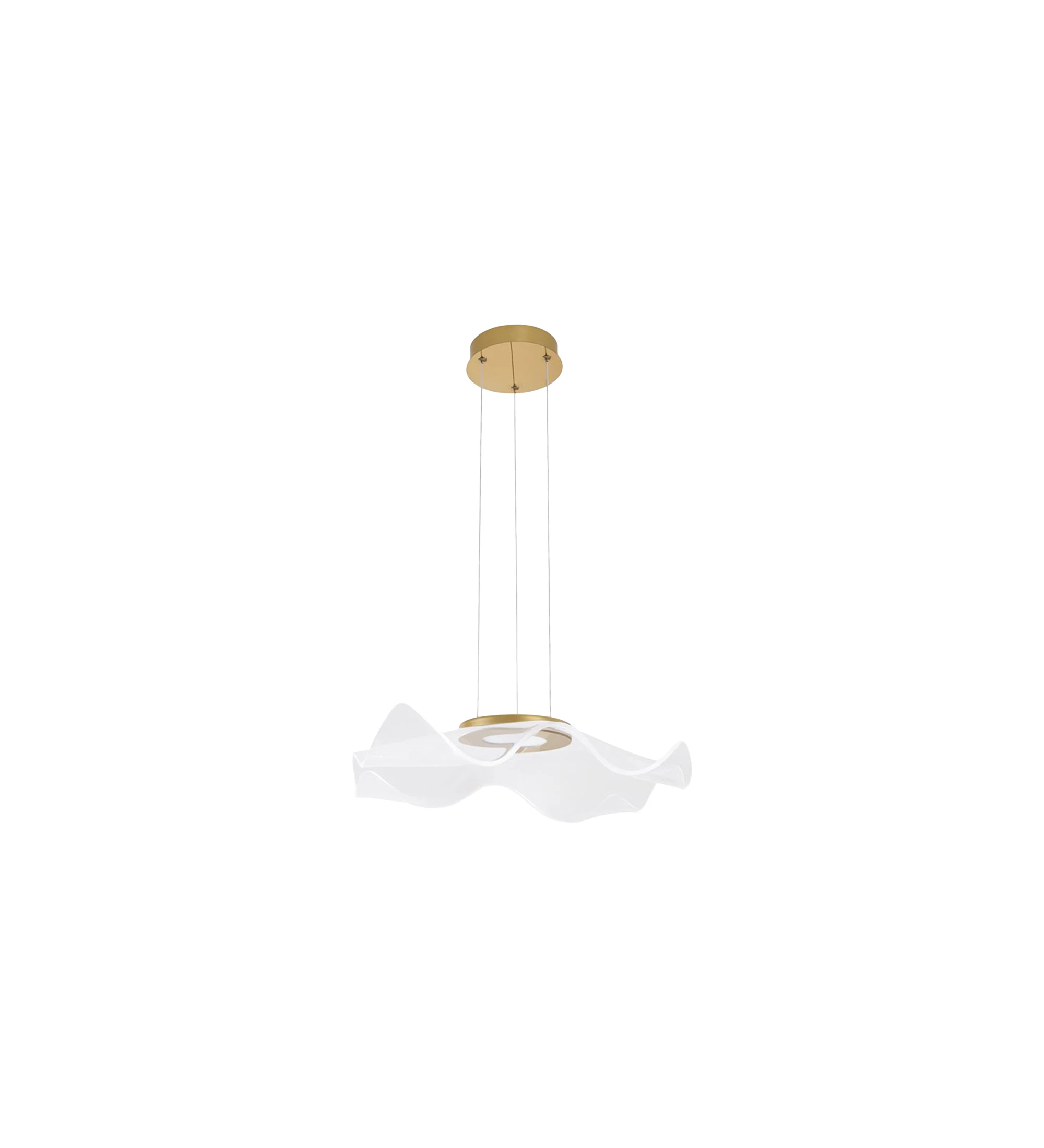  Suspension lamp in golden aluminum and acrylic.