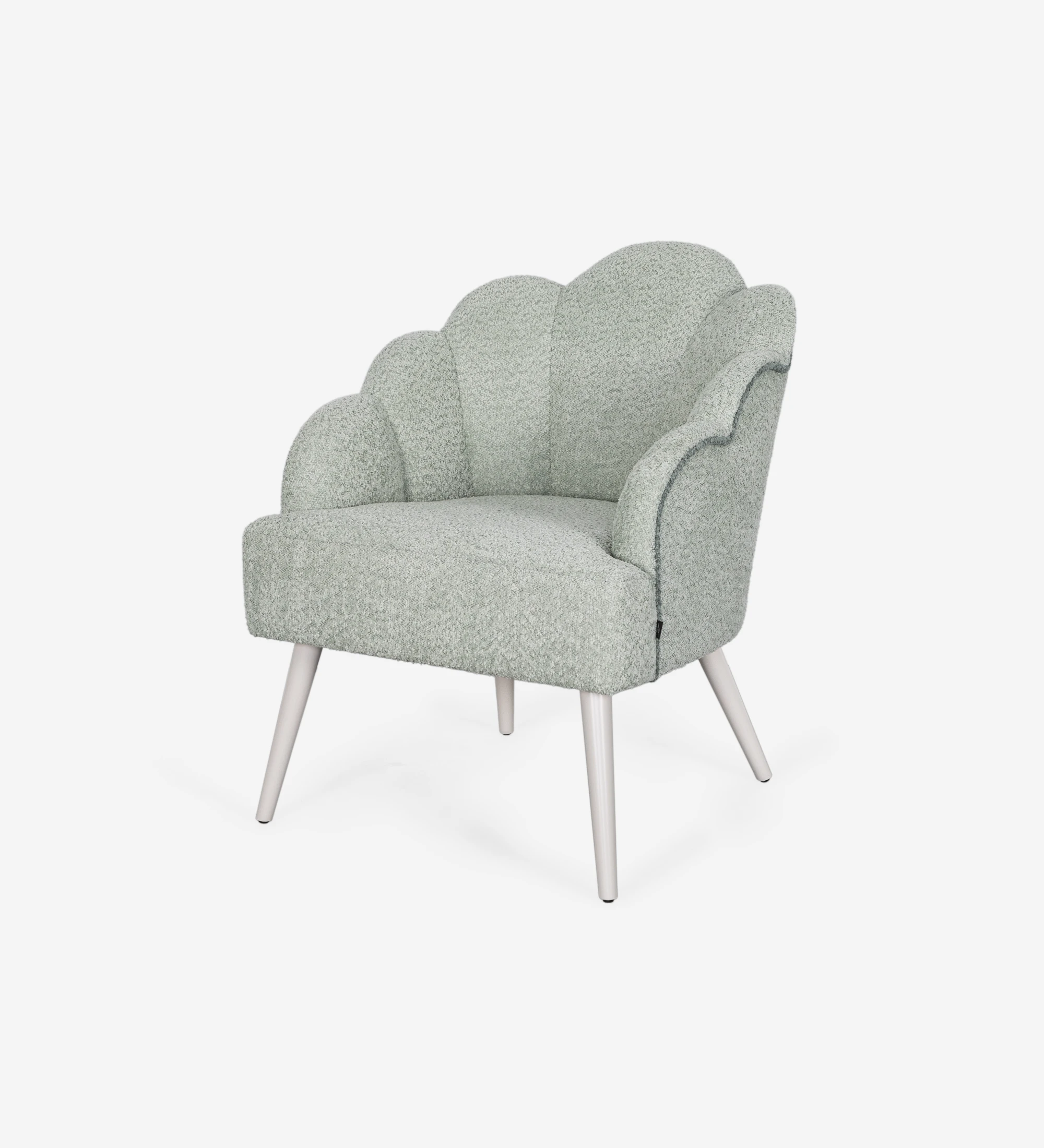 Lisboa armchair upholstered in water green fabric, pearl lacquered feet.