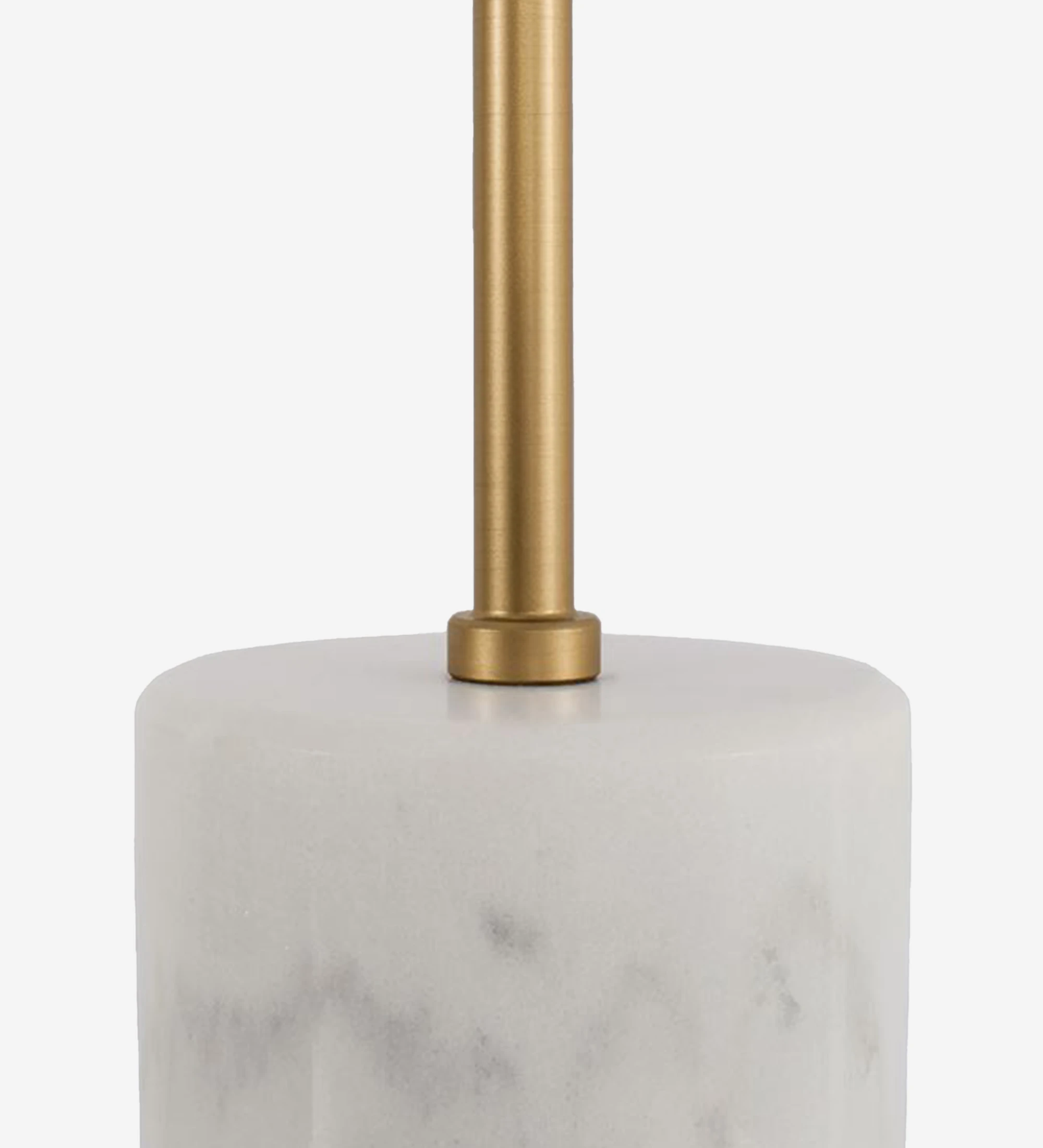 Table lamp with marble base, golden metal and opal structured glass lampshade.