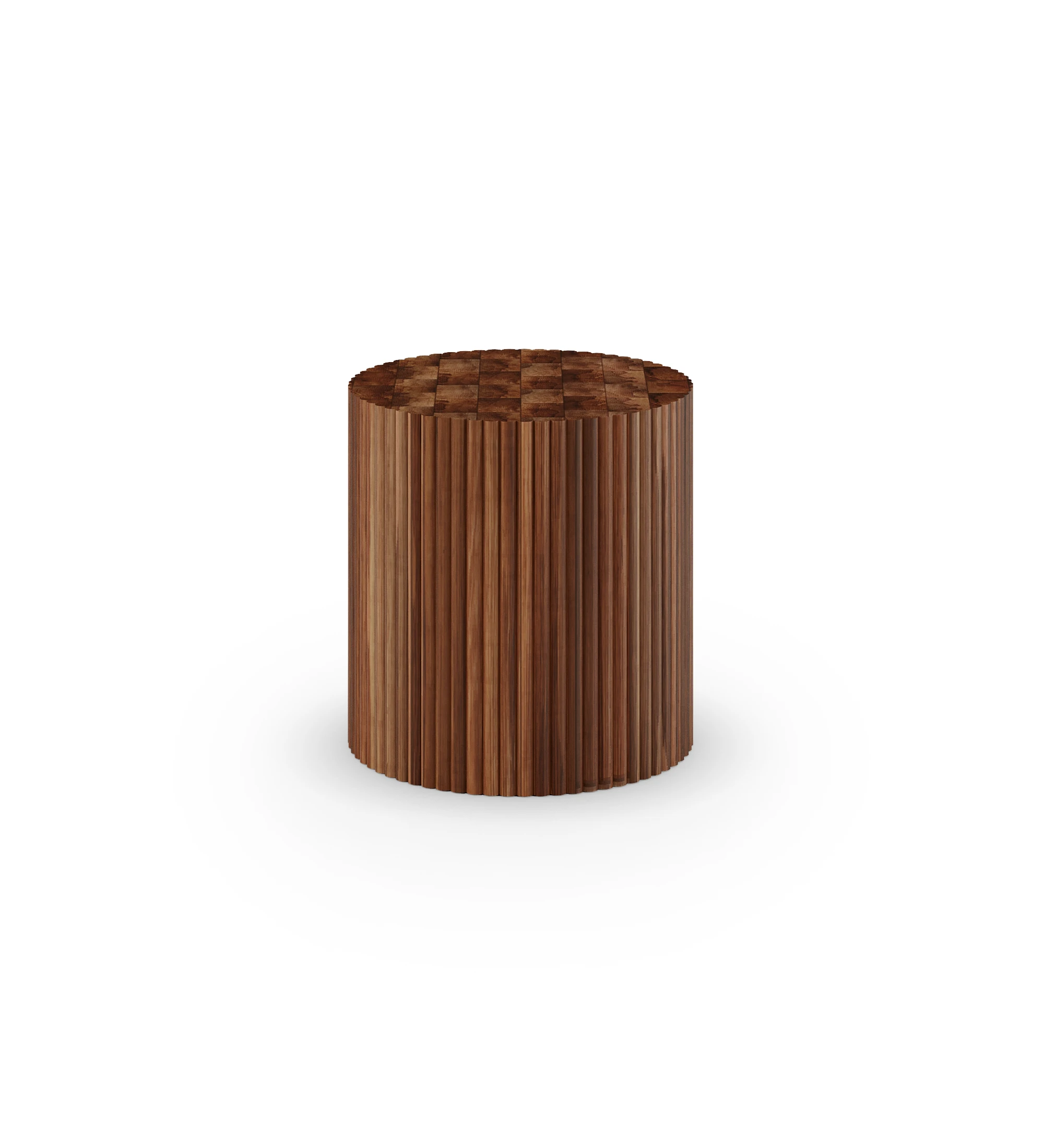 Round Évora side table in walnut wood.