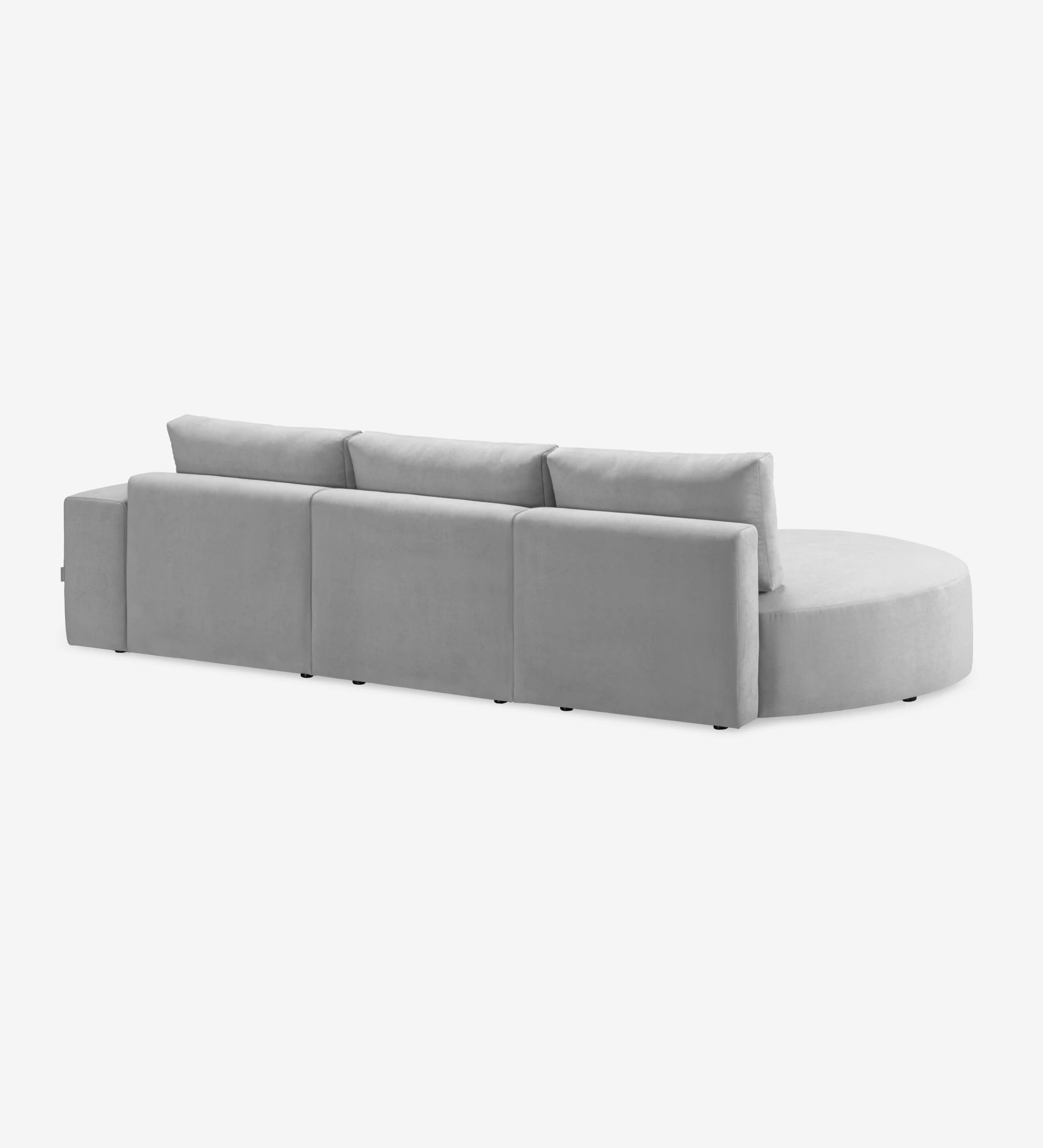 Sofá Paris 2 plazas y chaise longue izquierda, tapizado en tela gris, 307 cm.