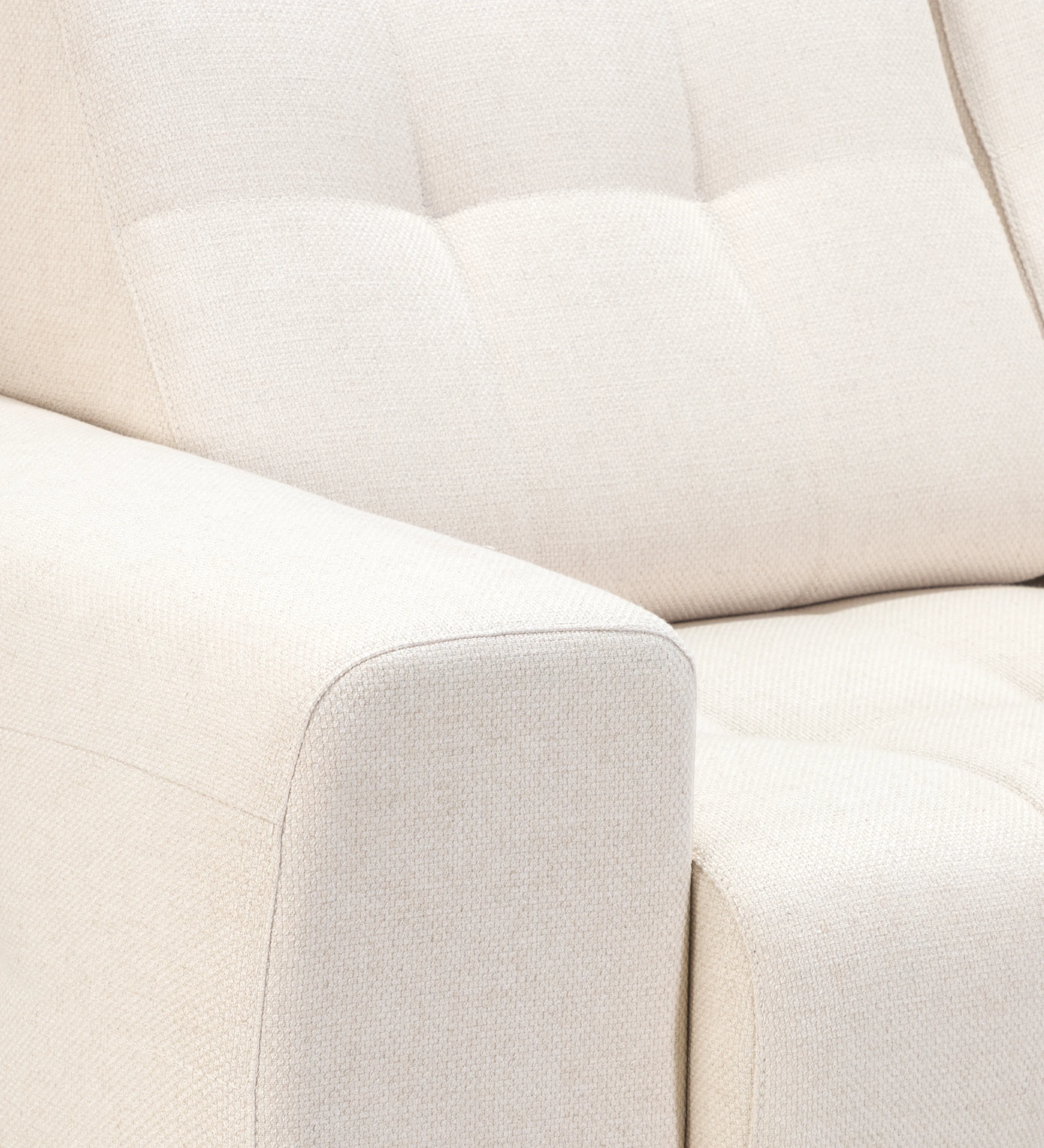 Madrid 2-seater sofa and right chaise longue, upholstered in beige fabric, 287 cm.