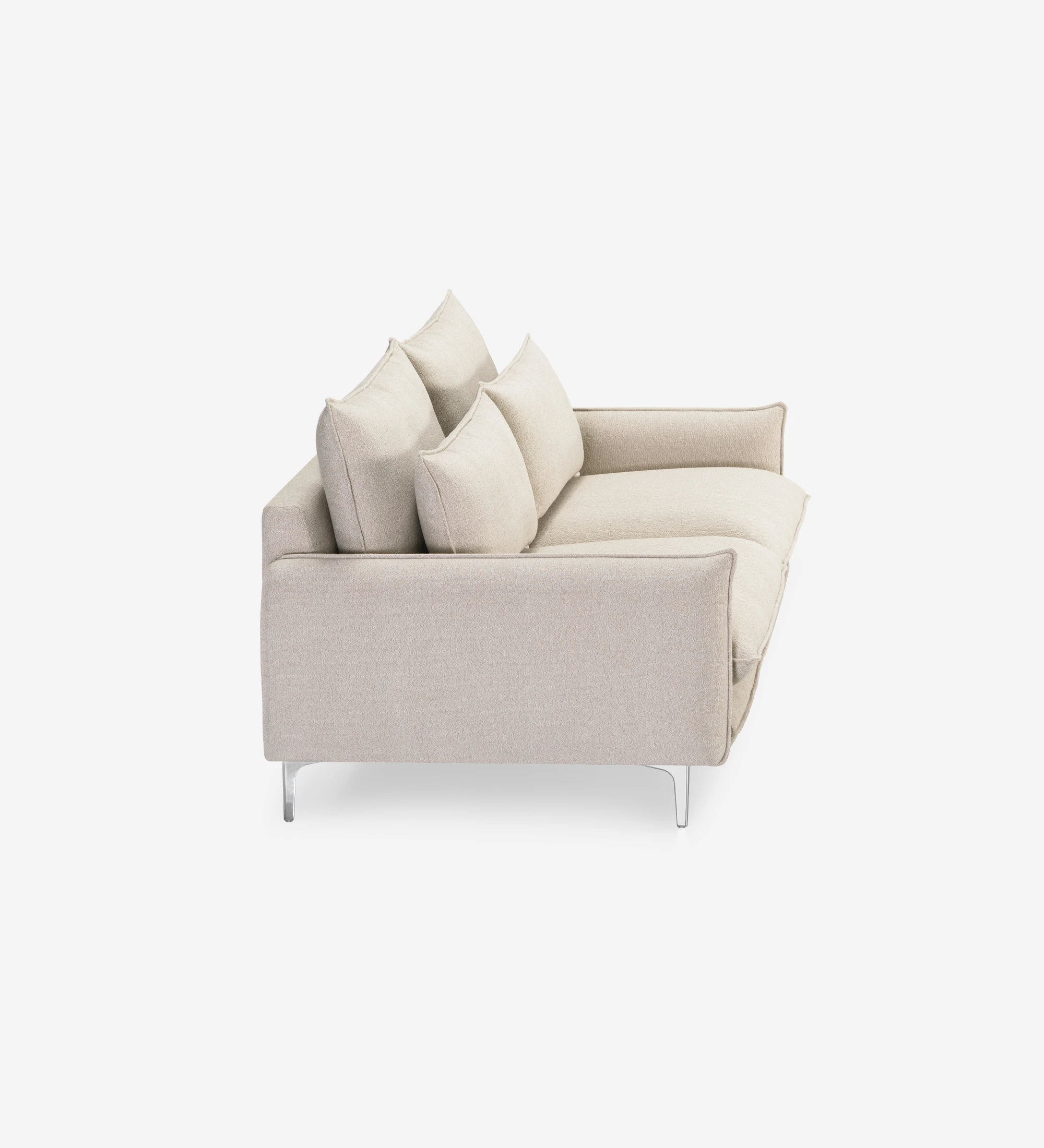 Veneza 2-seater sofa upholstered in beige fabric, metal feet, 180 cm.