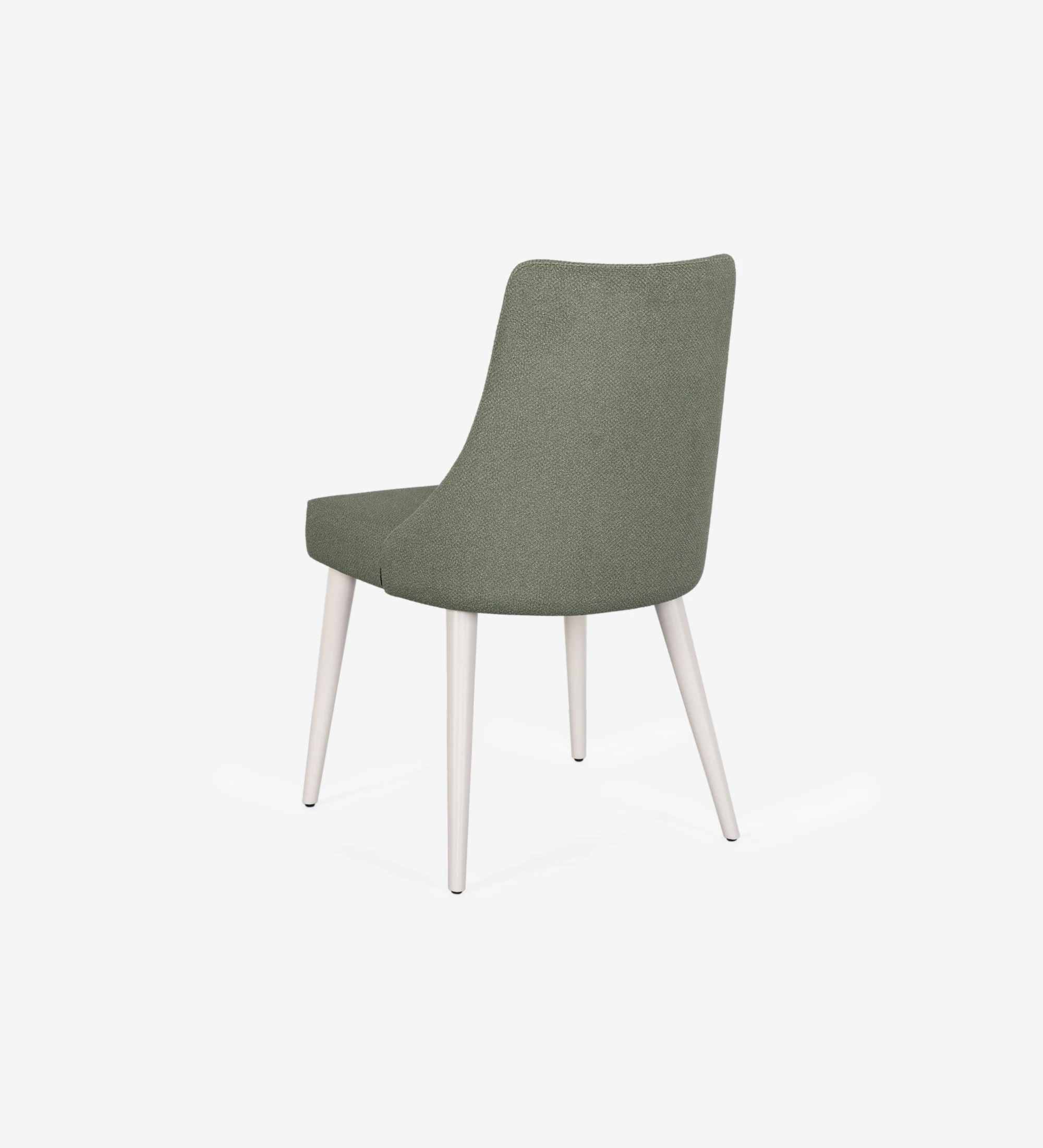 Oslo chair upholstered in green fabric, pearl lacquered feet.