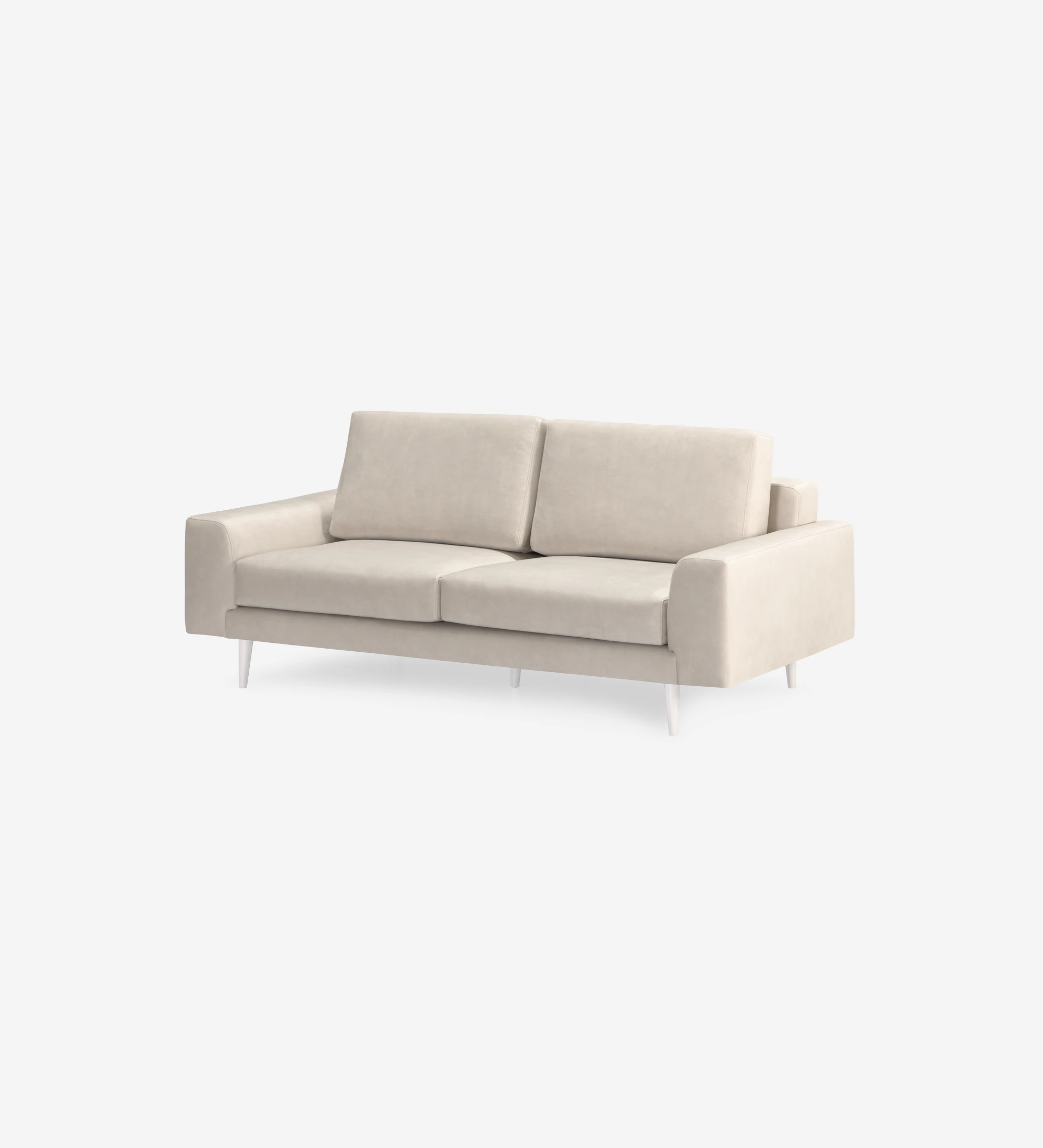 Oslo 2-seater sofa upholstered in beige fabric, pearl lacquered feet, 188 cm.