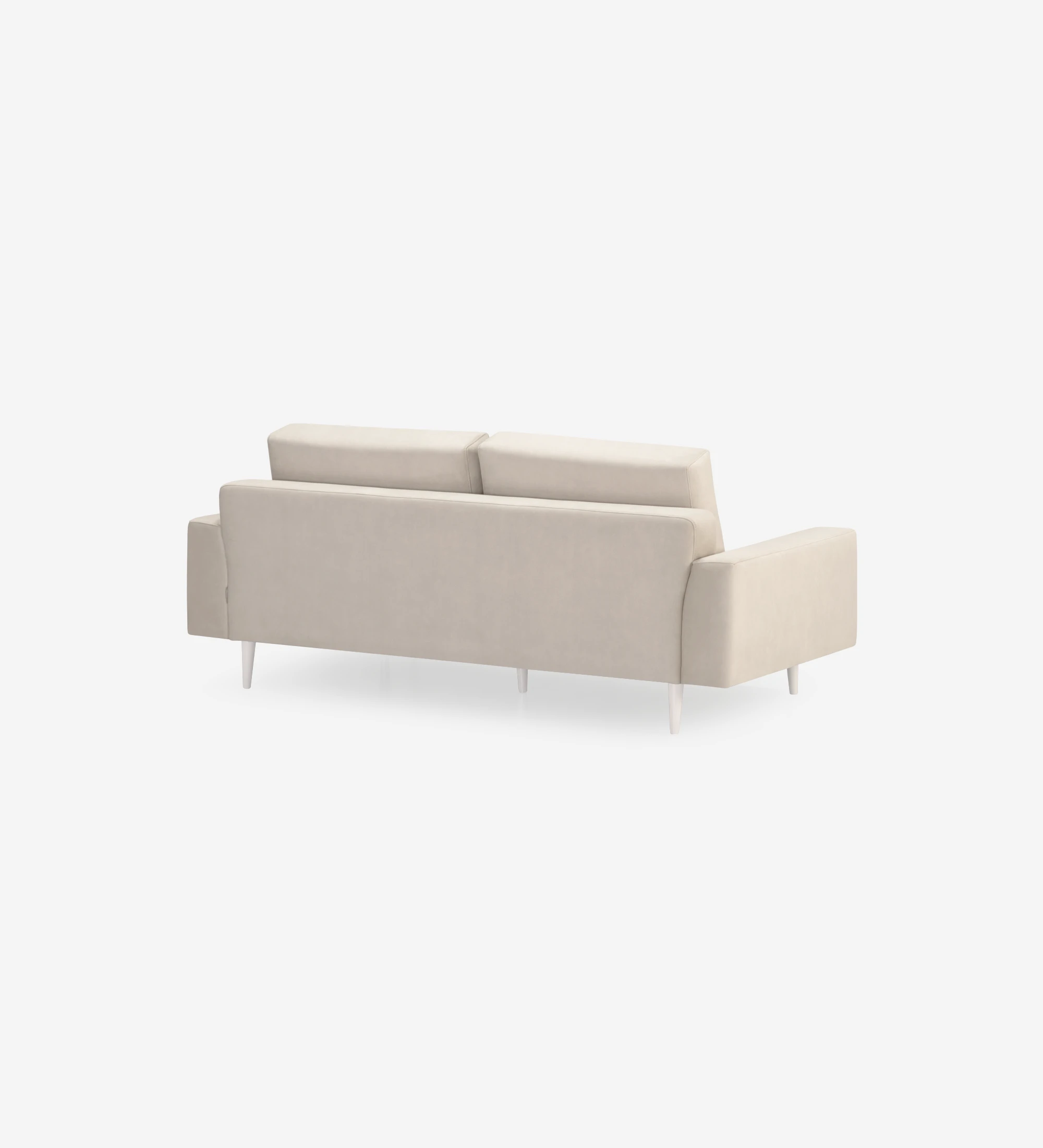 Sofá Oslo 2 plazas tapizado en tela beige, pies lacados perla, 188 cm.