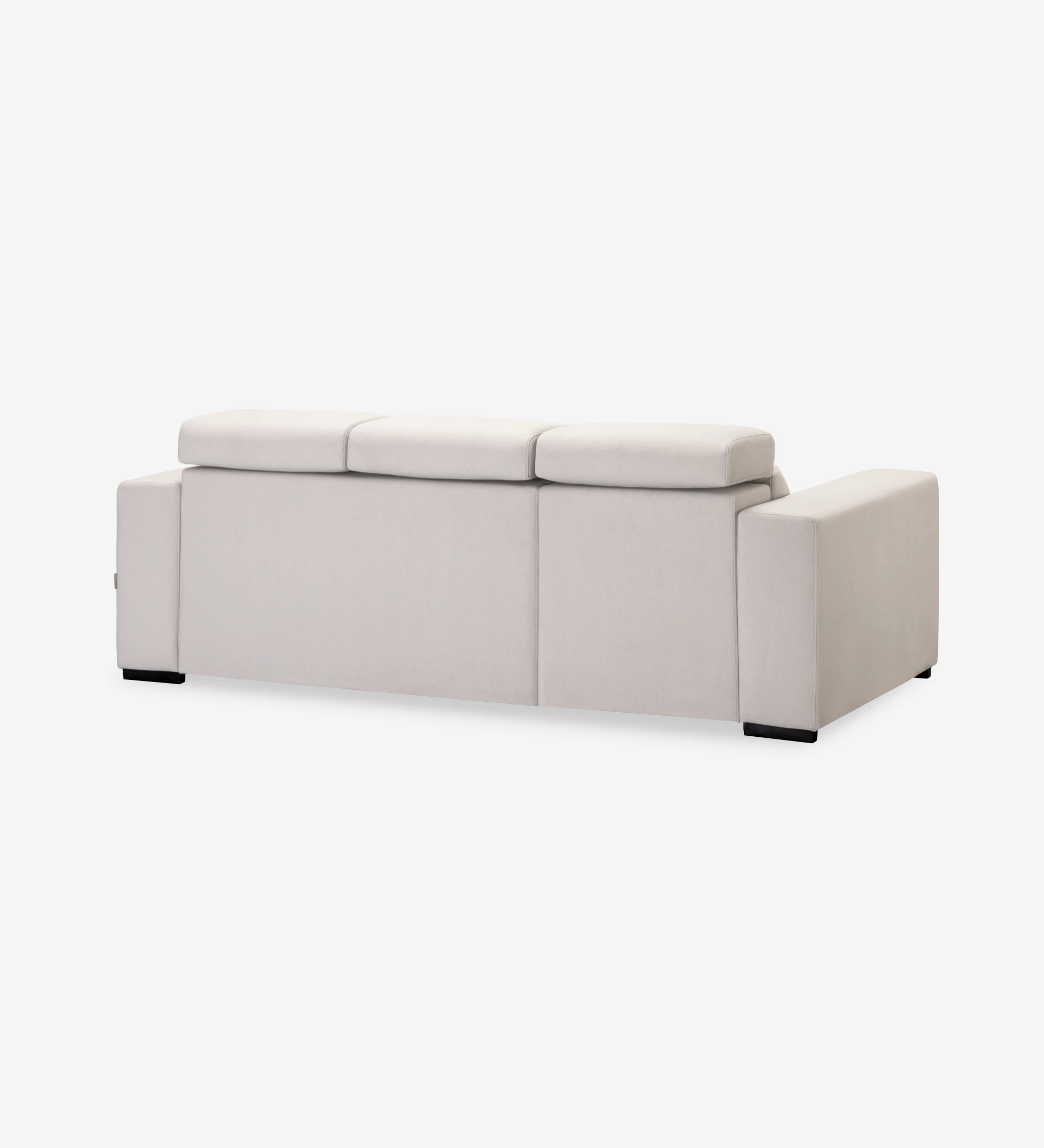 Oporto 3-seater sofa upholstered in gray fabric, reclining headrests and sliding seats, 250 cm.