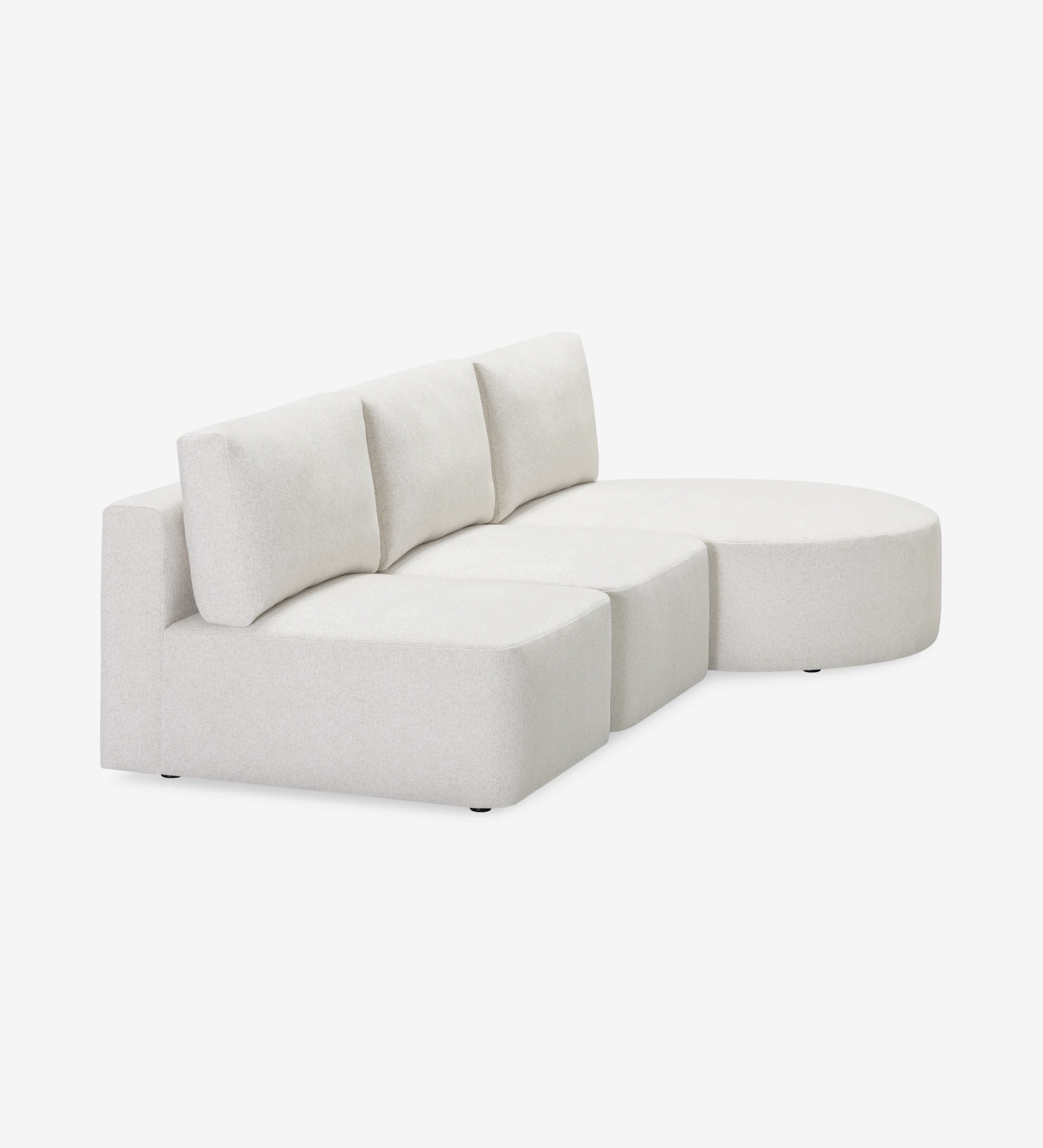 Paris 2-seater sofa and left chaise longue, upholstered in pearl fabric, 280 cm.