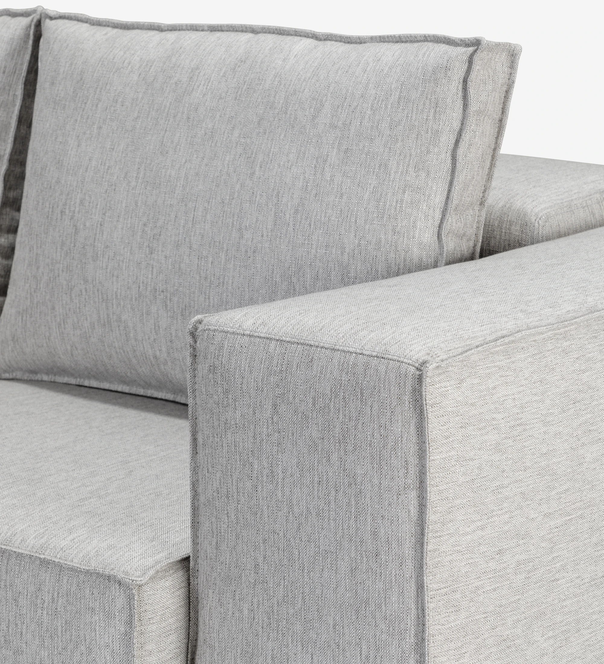 Rio 2-seater sofa upholstered in light grey fabric, 213 cm.