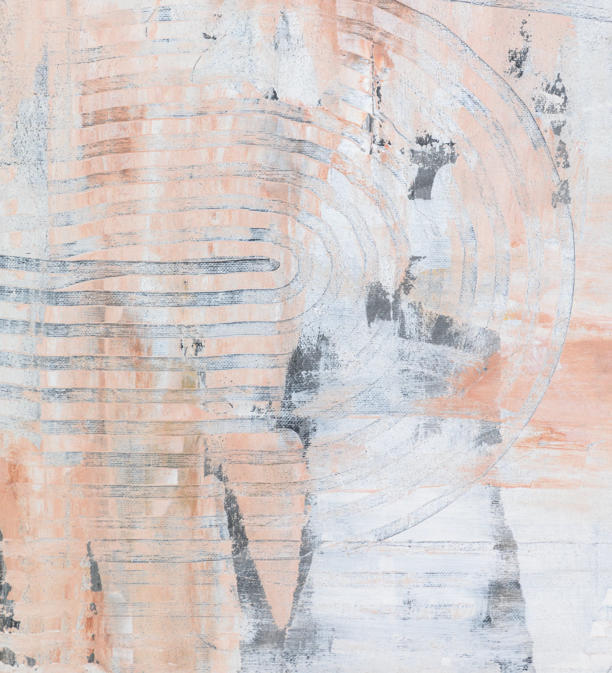 Cuadro abstracto en tonos neutros, marco de madera negro, 64 x 84 cm.