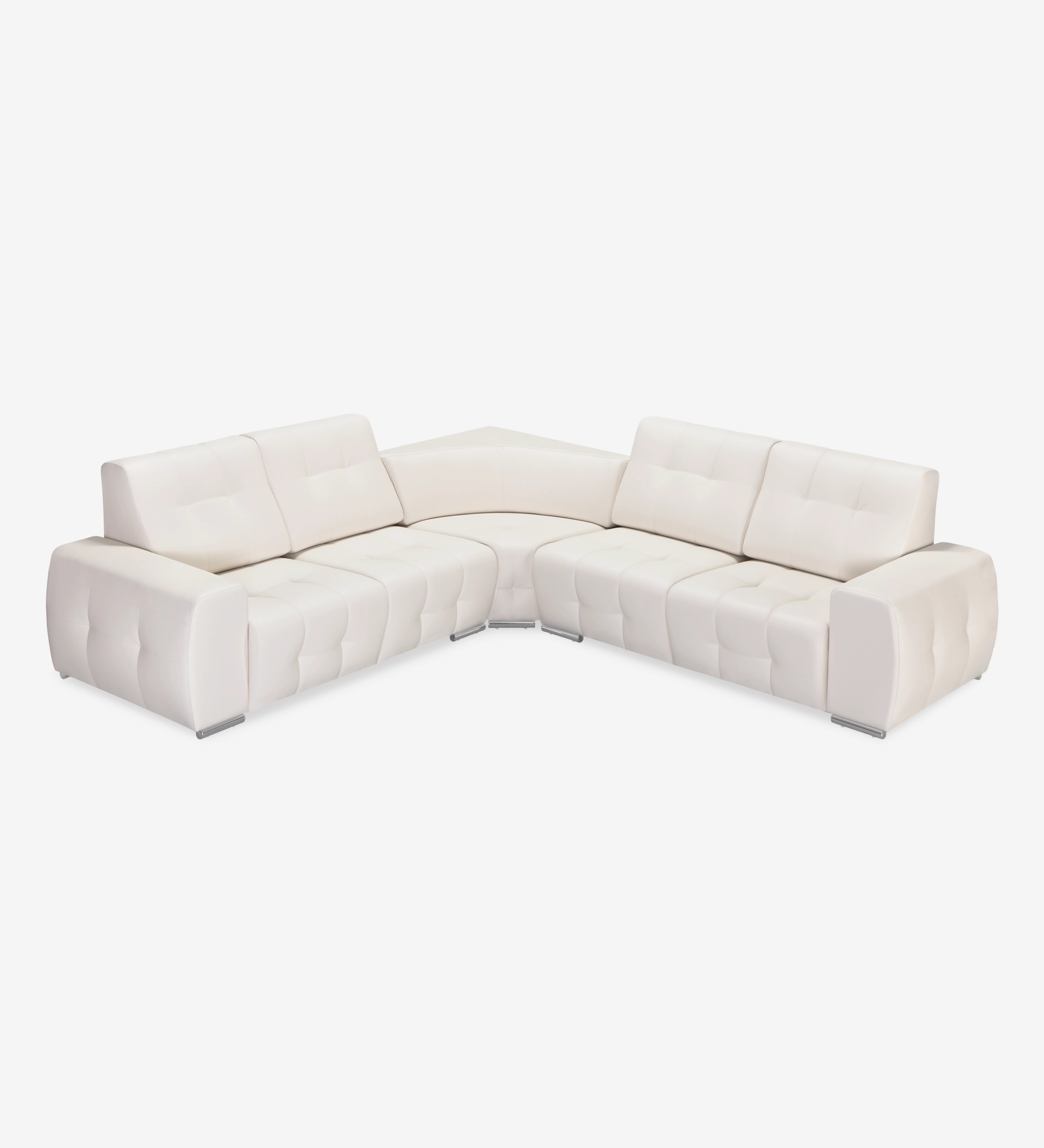 Madrid corner sofa 2+2 seats, upholstered in pearl eco-leather, 367 x 292 cm.