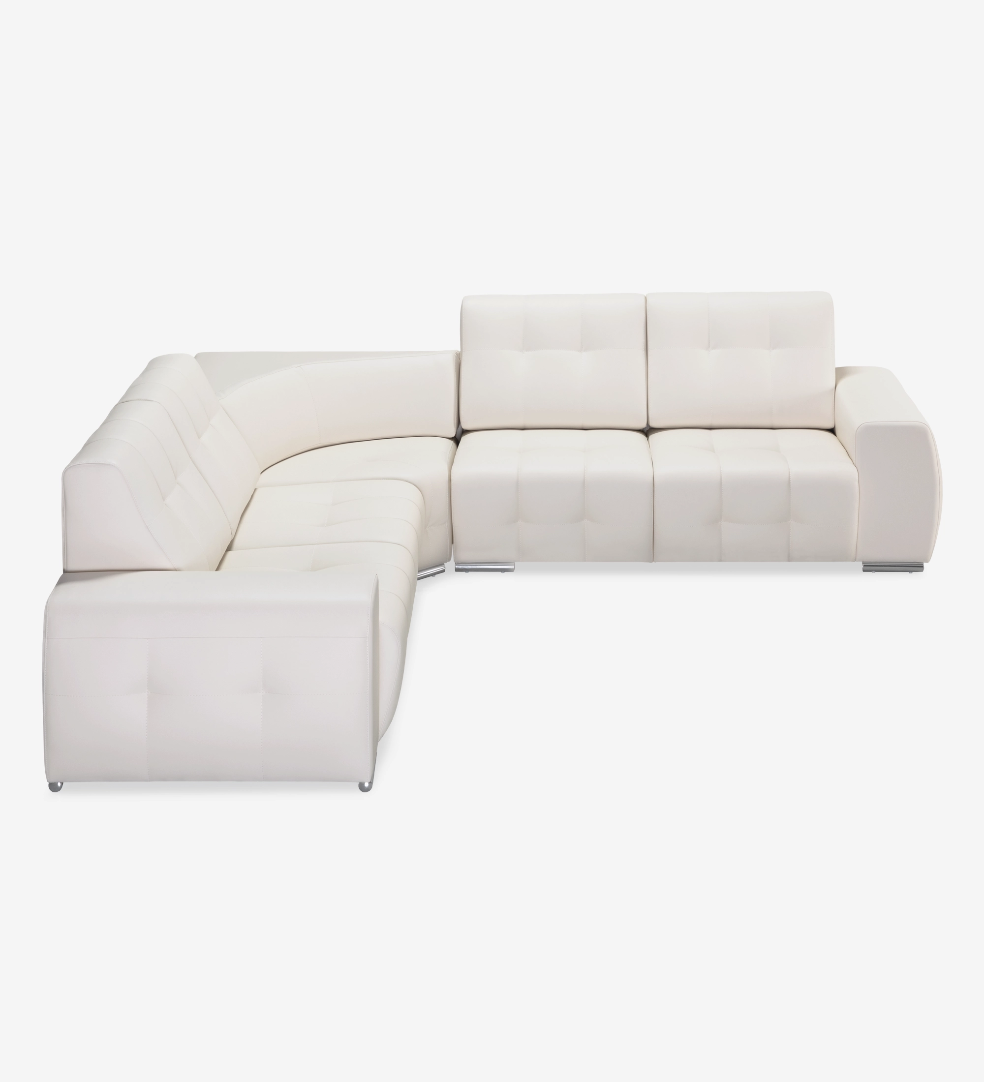 Madrid corner sofa 2+2 seats, upholstered in pearl eco-leather, 367 x 292 cm.