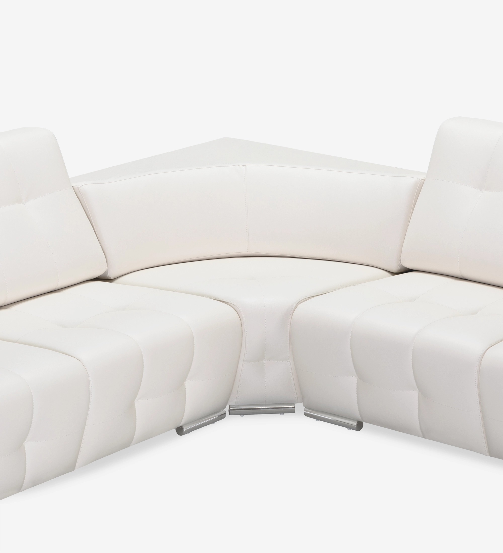 Madrid corner sofa 2+2 seats, upholstered in pearl eco-leather, 367 x 292 cm.