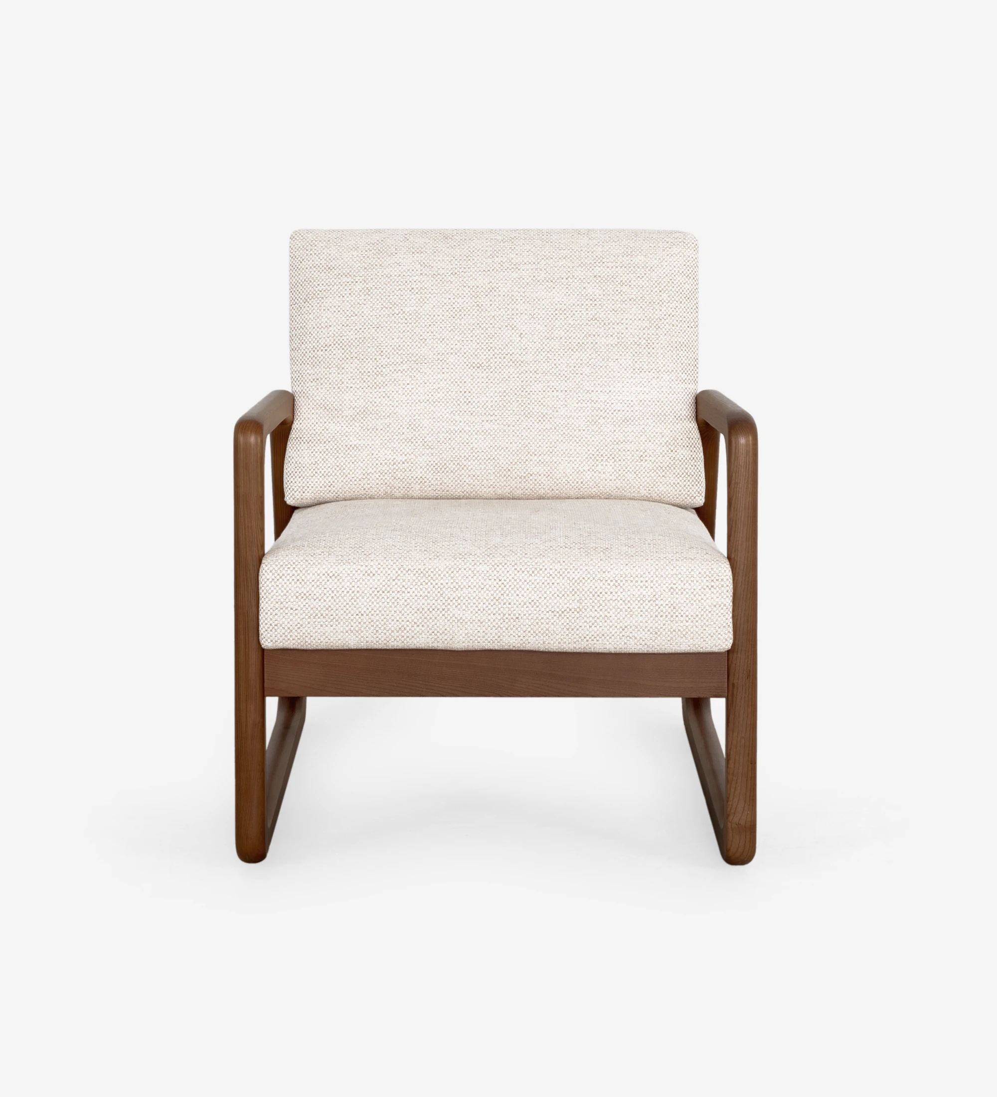 Antarte by AI Armchair upholstered in beige fabric, structure in walnut colored wood.