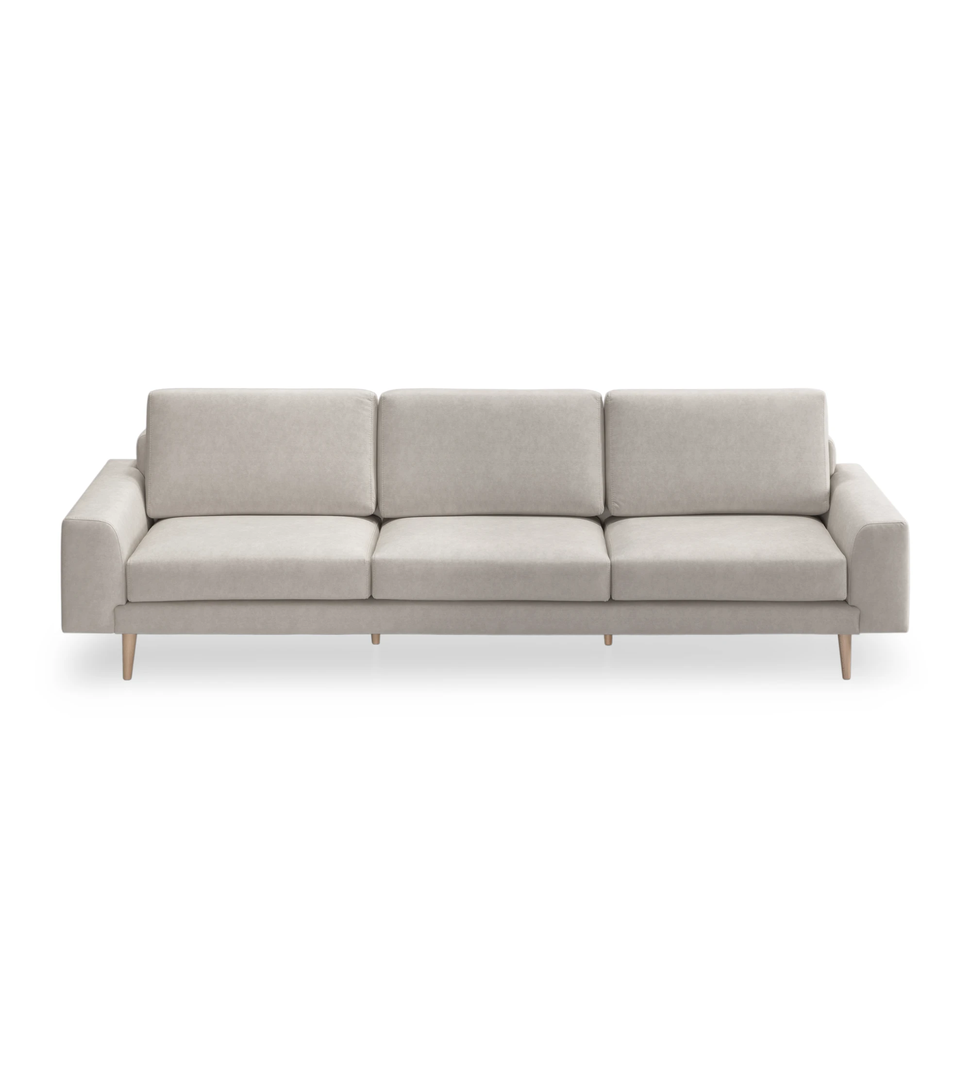 Oslo 3-seater sofa upholstered in fabric, natural beechwood feet, 265 cm.