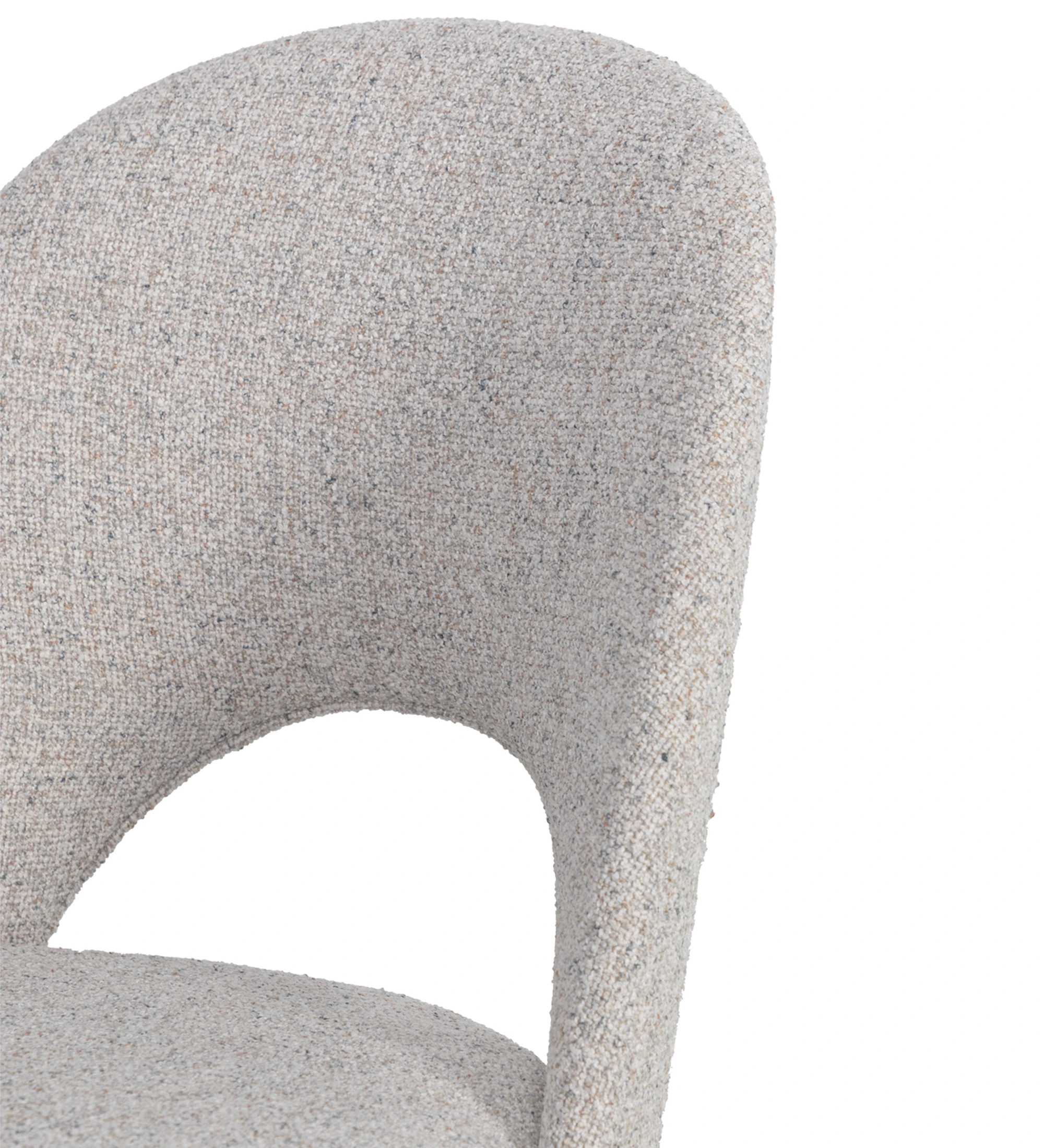 Chair upholstered in gray fabric, pearl lacquered feet.