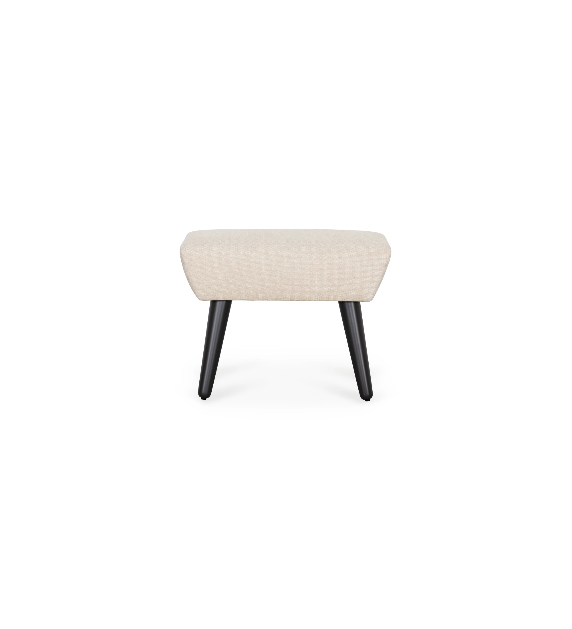 Upholstered in beige fabric with black lacquered legs.