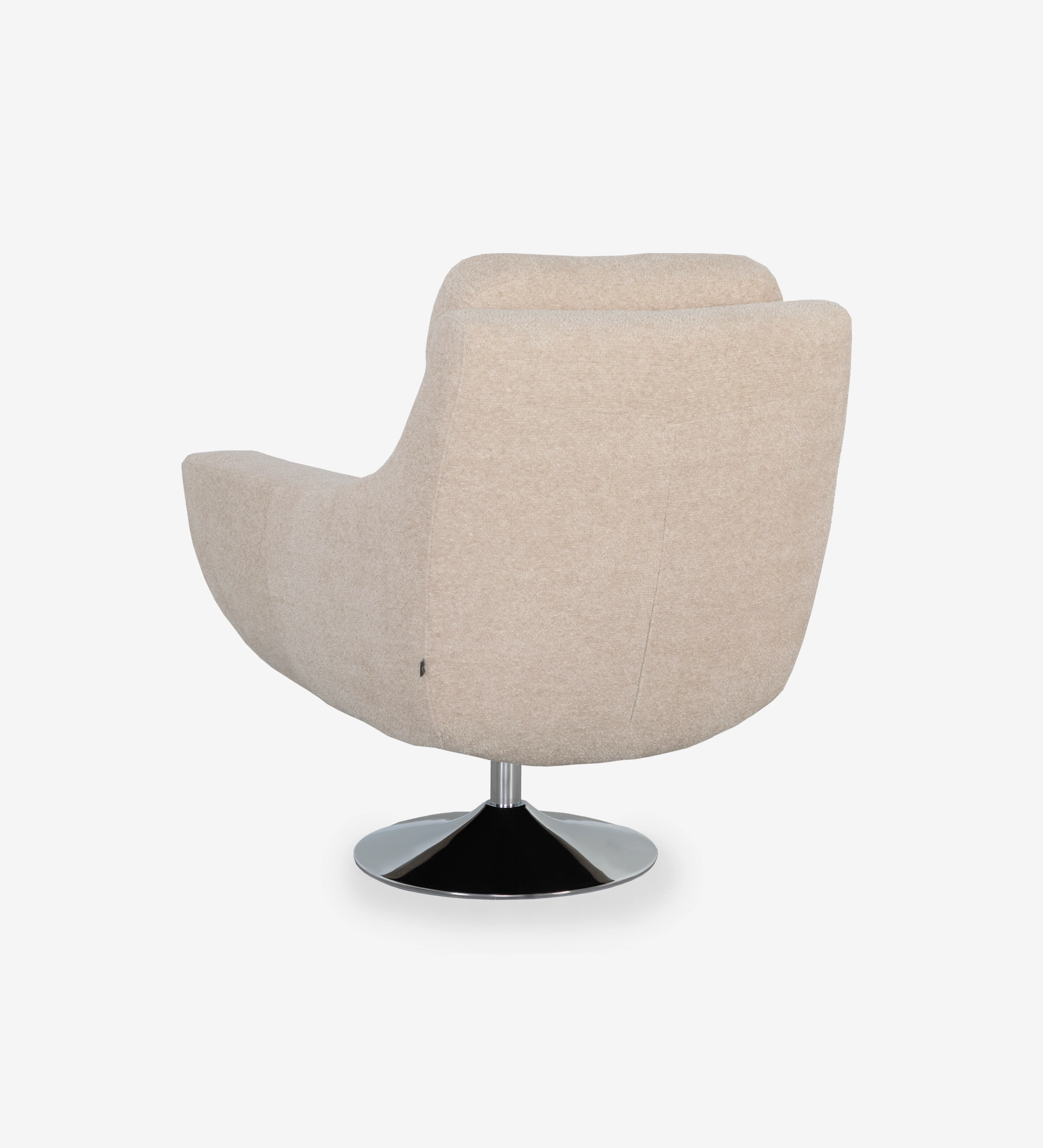 Paris swivel armchair, upholstered in beige fabric, metal base.