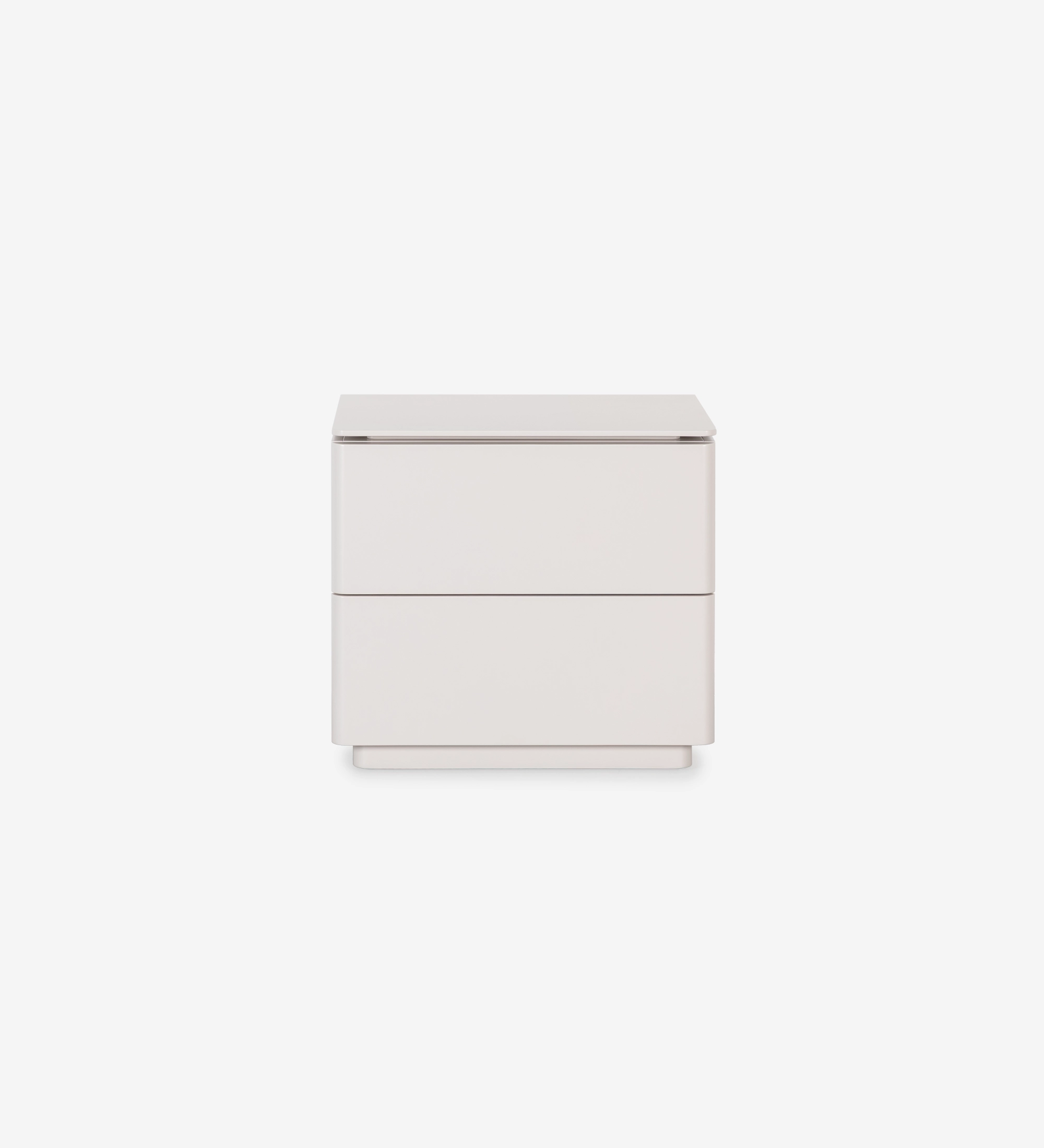 Bedside table with 2 drawers, in pearl lacquer.