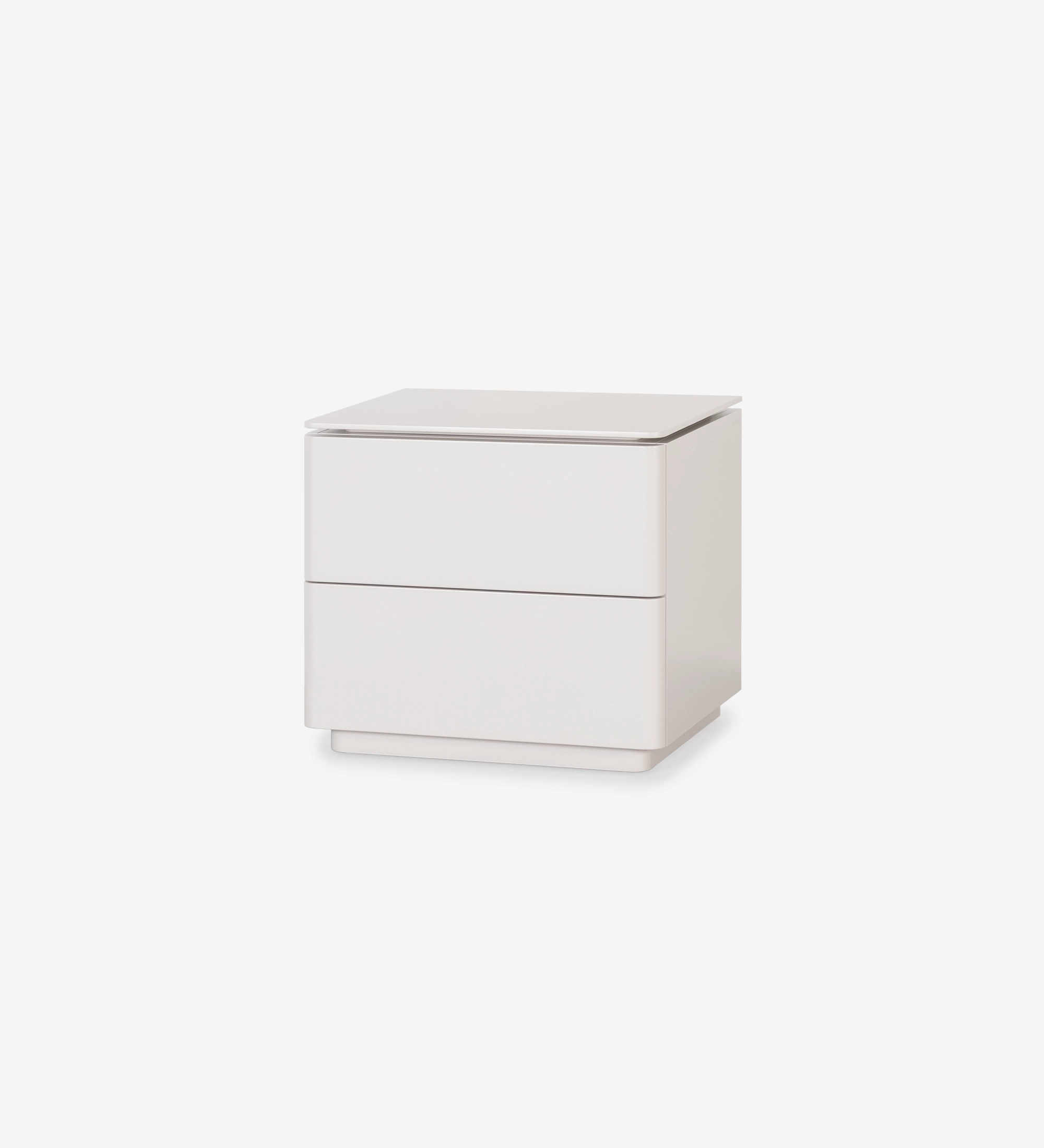 Bedside table with 2 drawers, in pearl lacquer.