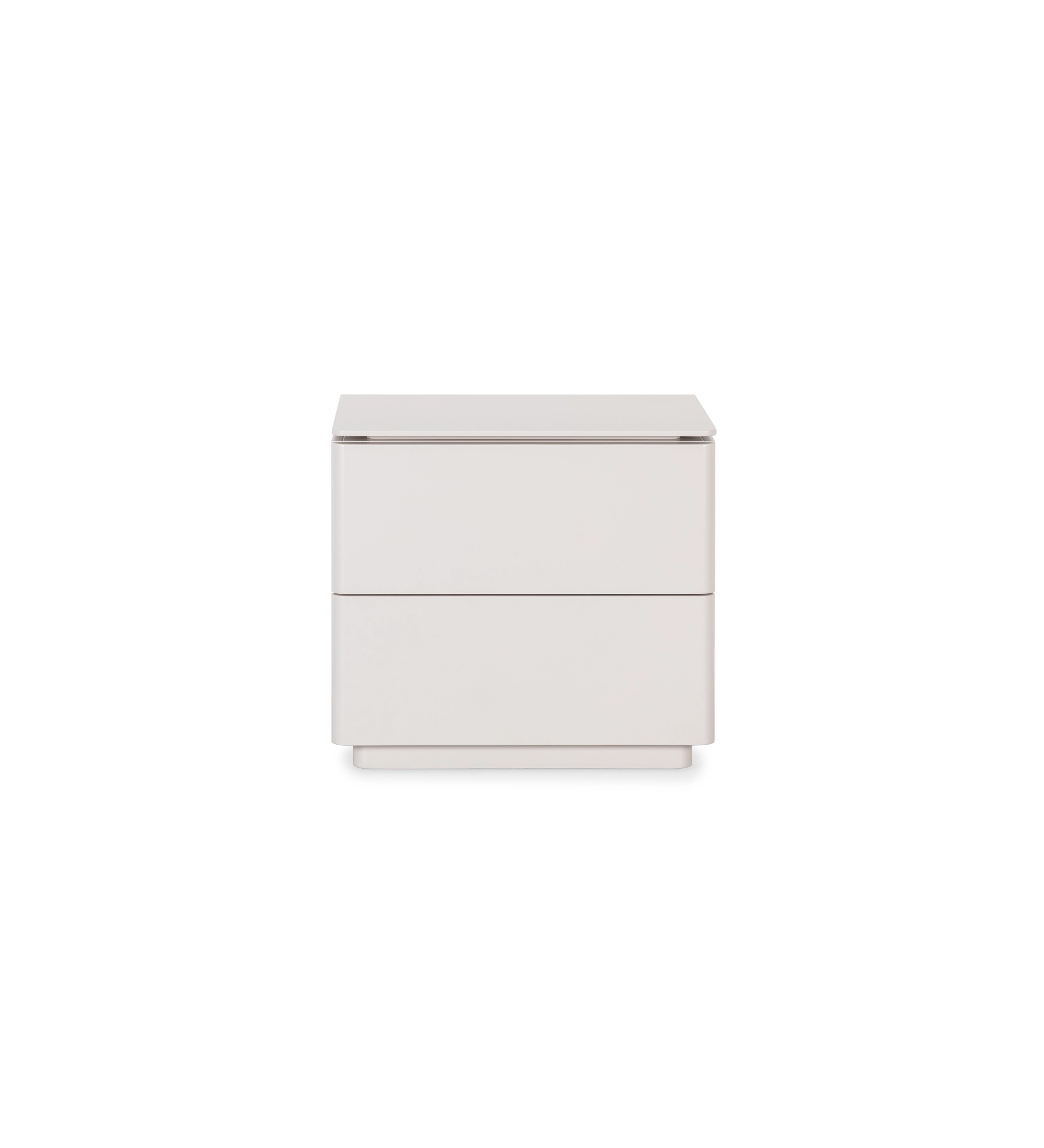 Bedside table with 2 drawers, in pearl lacquer.