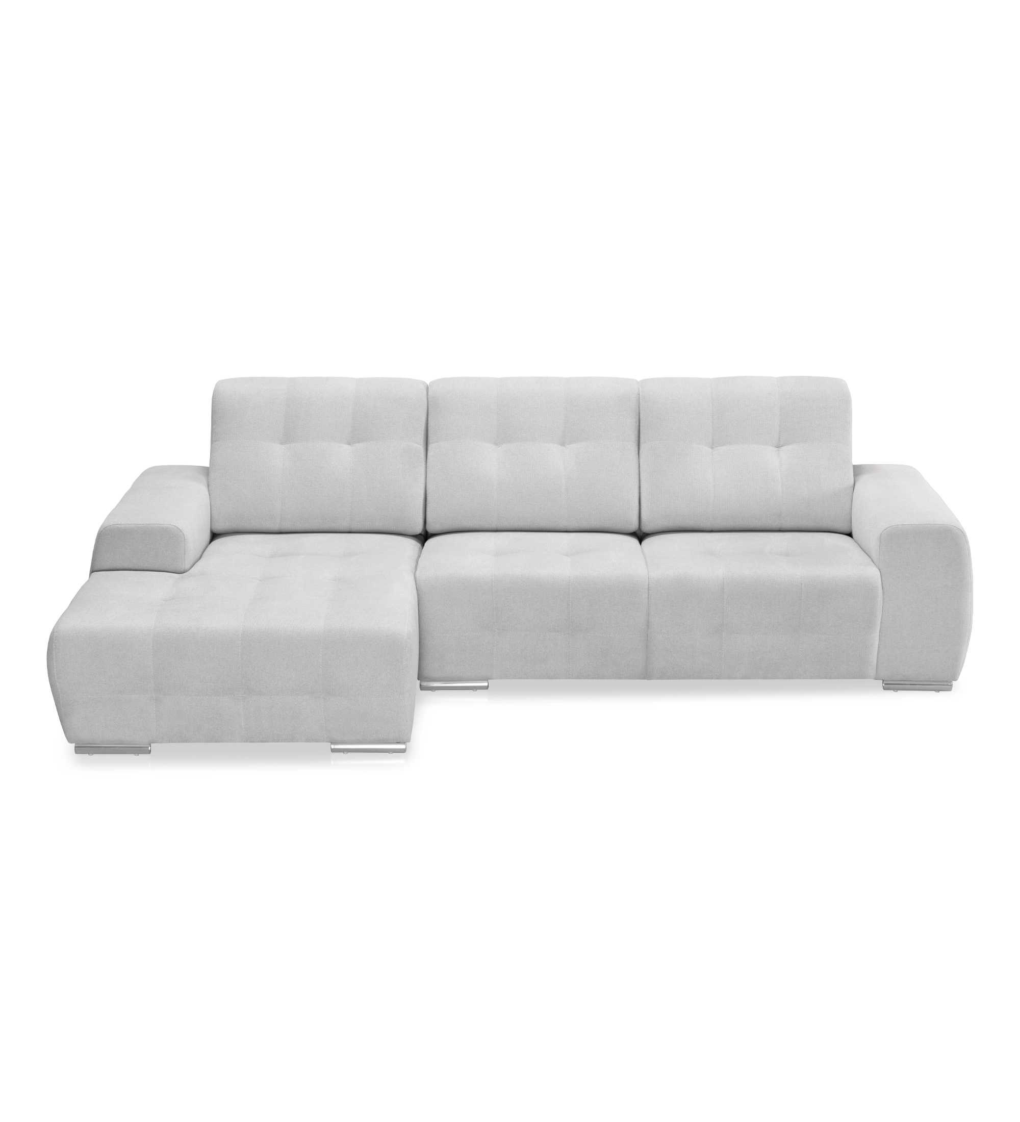Madrid 2-seater sofa and left chaise longue, upholstered in gray fabric, 287 cm.