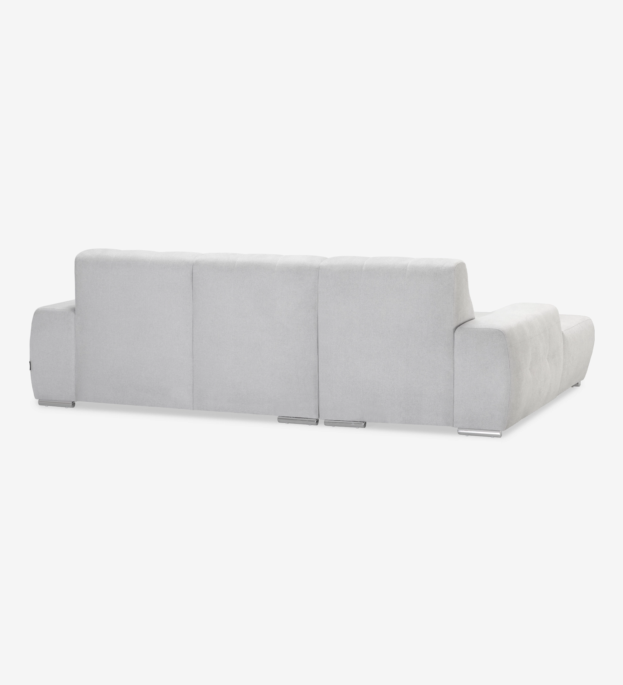 Sofá Madrid 2 plazas y chaise longue izquierdo, tapizado en tela gris, 287 cm.