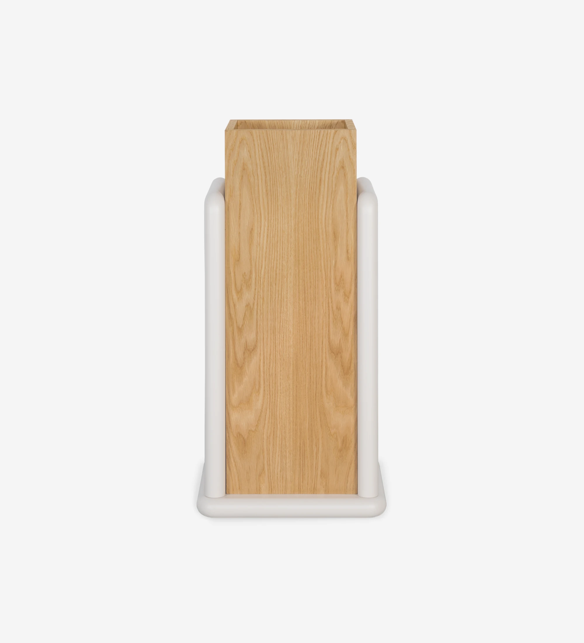 Flower box in pearl lacquer and natural oak
