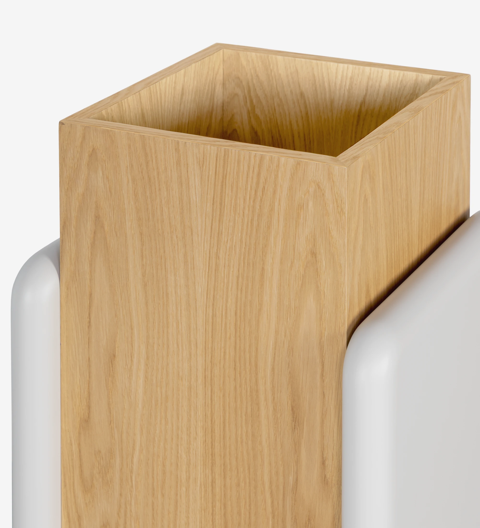 Flower box in pearl lacquer and natural oak