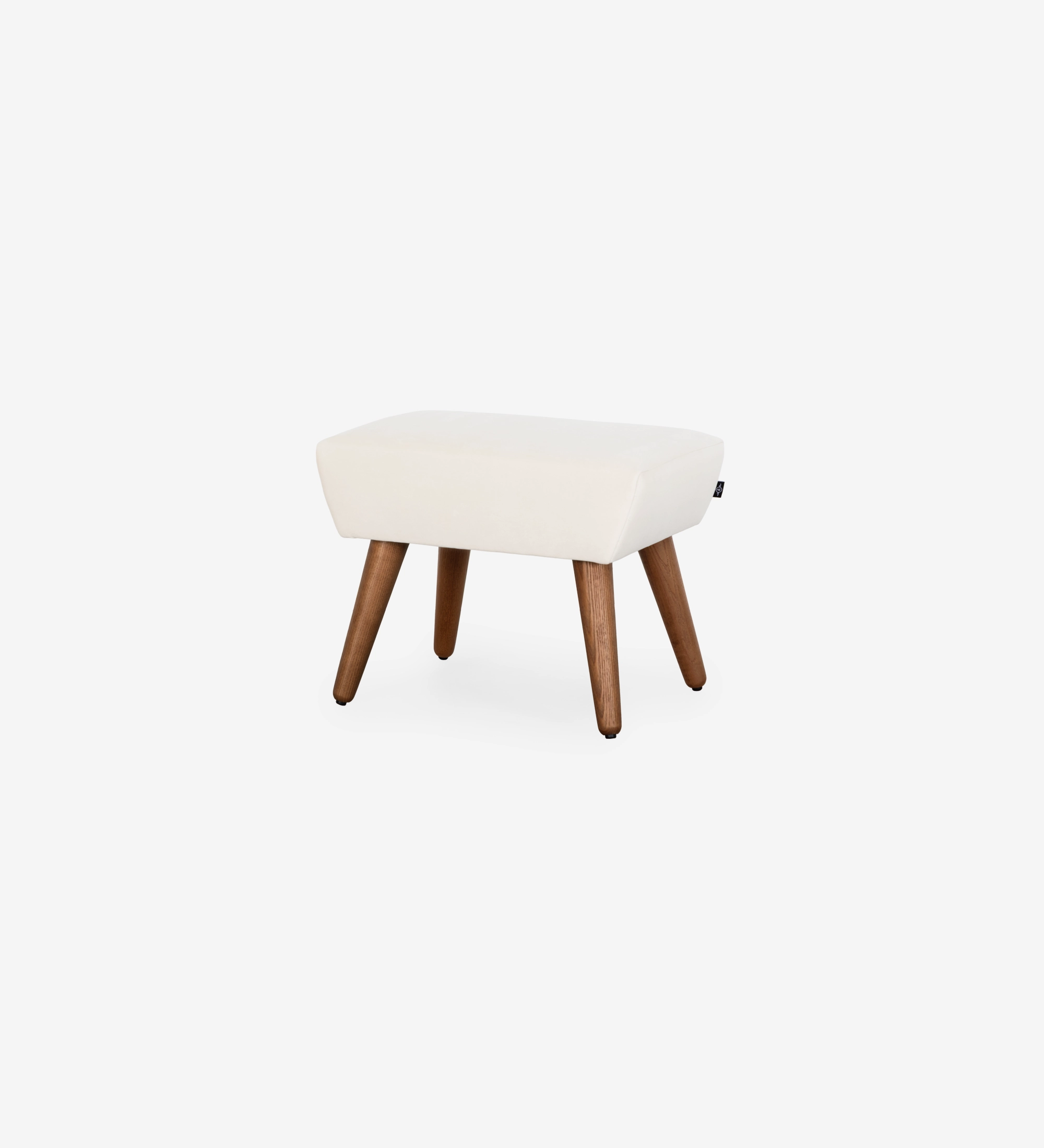 Upholstered in pearl fabric with walnut-colored ash wood legs.