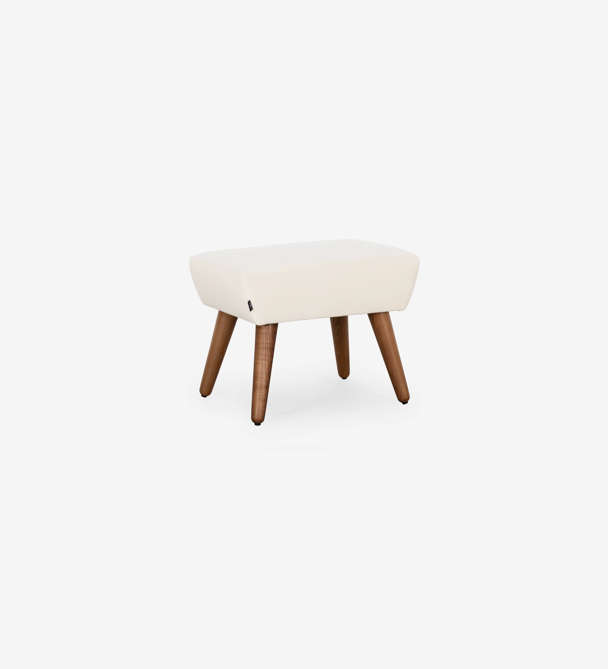 Upholstered in pearl fabric with walnut-colored ash wood legs.