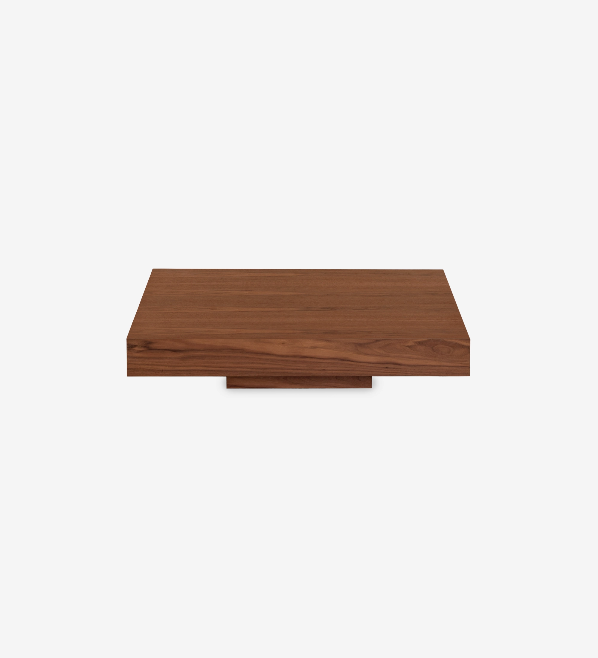 Nice coffee table set with low square table and square table with 2 tops in natural walnut, 90x90cm + 90x90cm