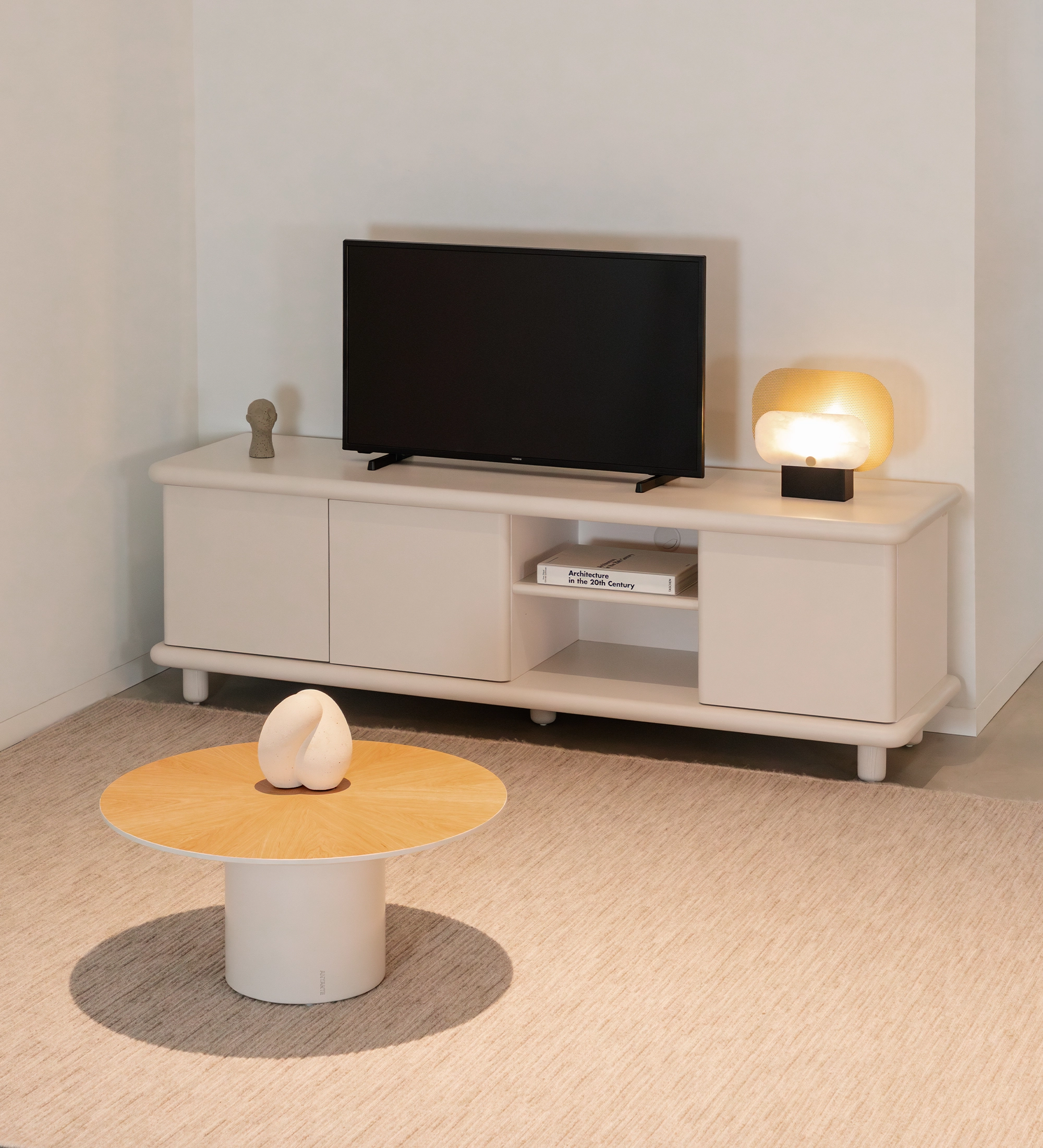 Paris TV stand 3 doors in pearl.