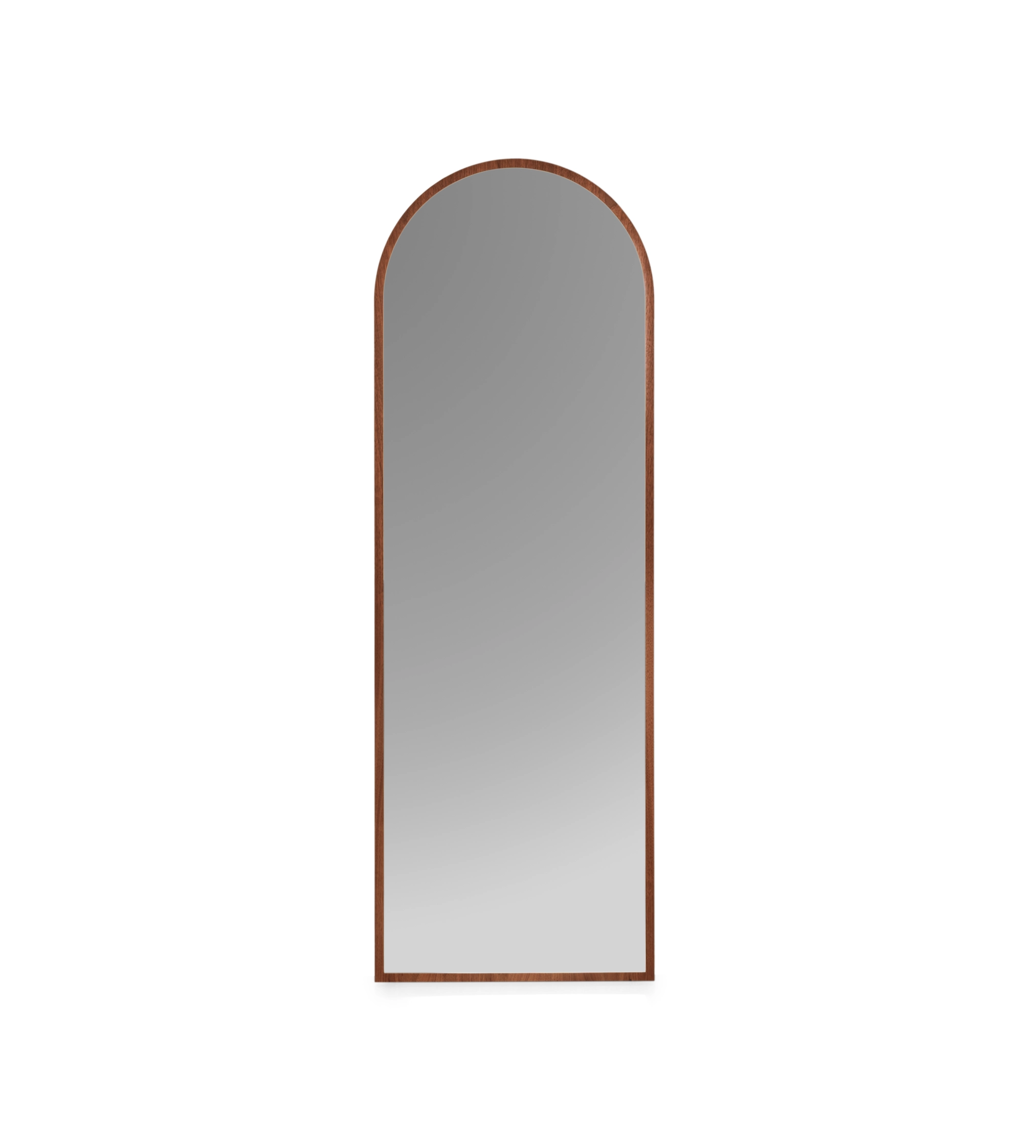 Tall mirror with natural walnut frame.