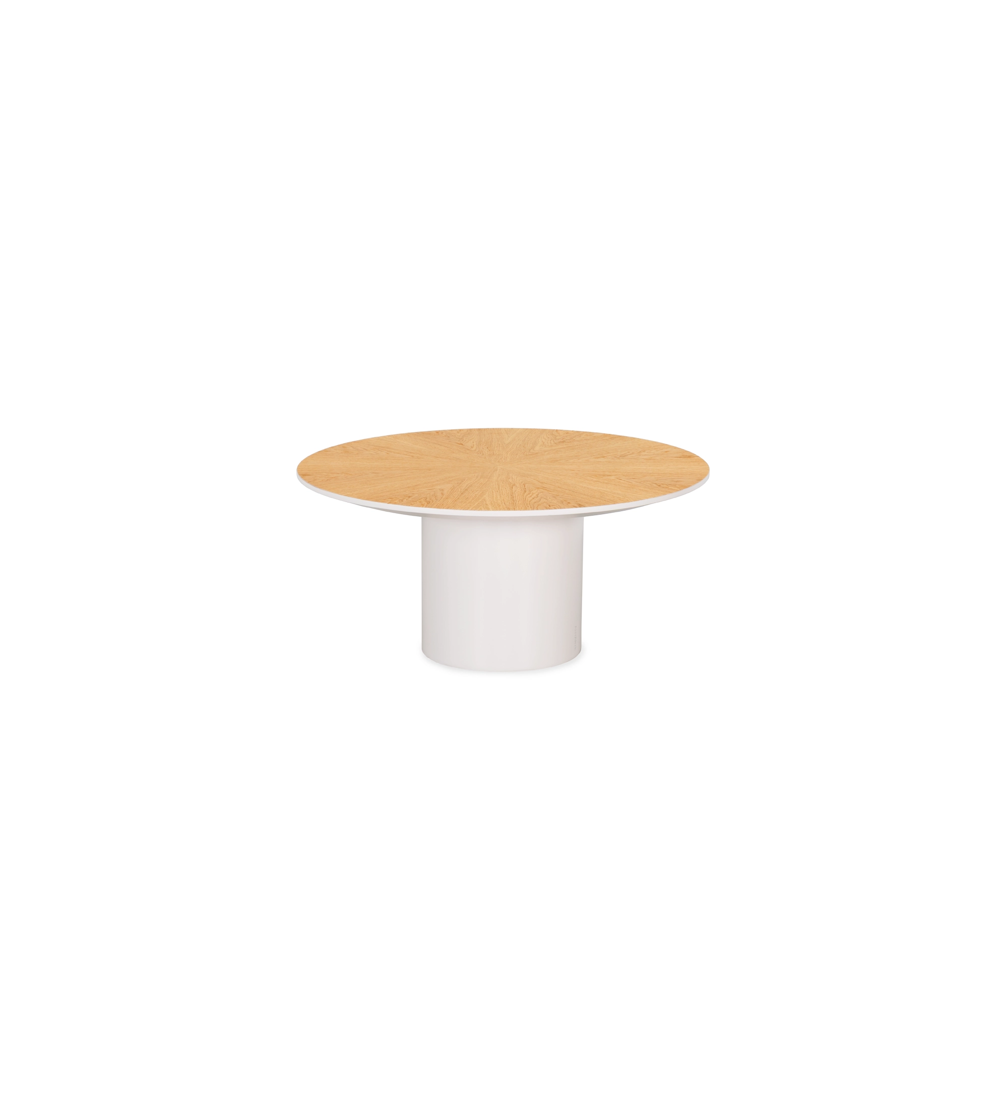 Table basse Paris ronde, plateau en chêne naturel, pied laqué perle, Ø 75 cm.